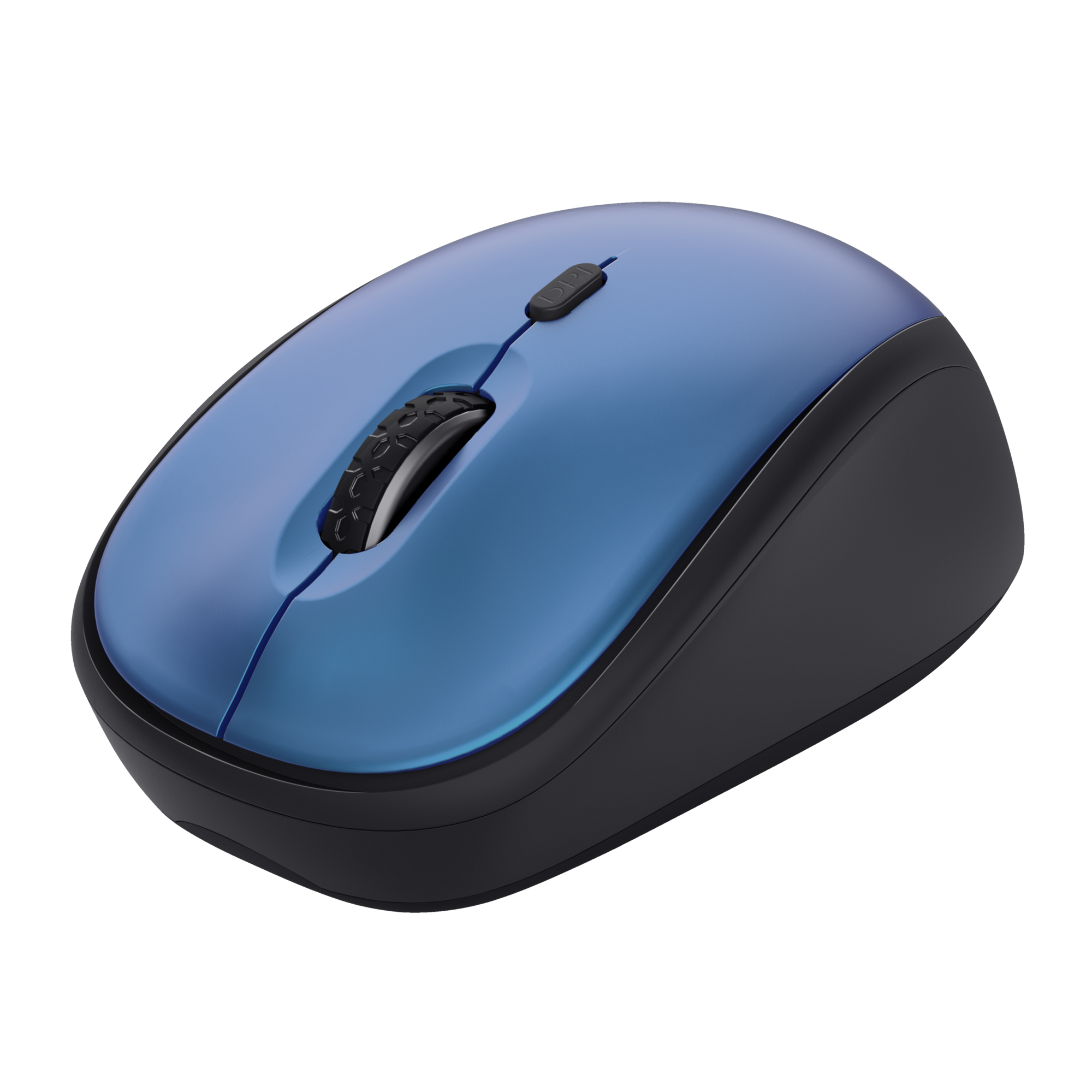 Trust Yvi+ - Mouse - silenzioso - per destrorsi - ottica - 4 pulsanti - senza fili - 2.4 GHz - ricevitore wireless USB - blu