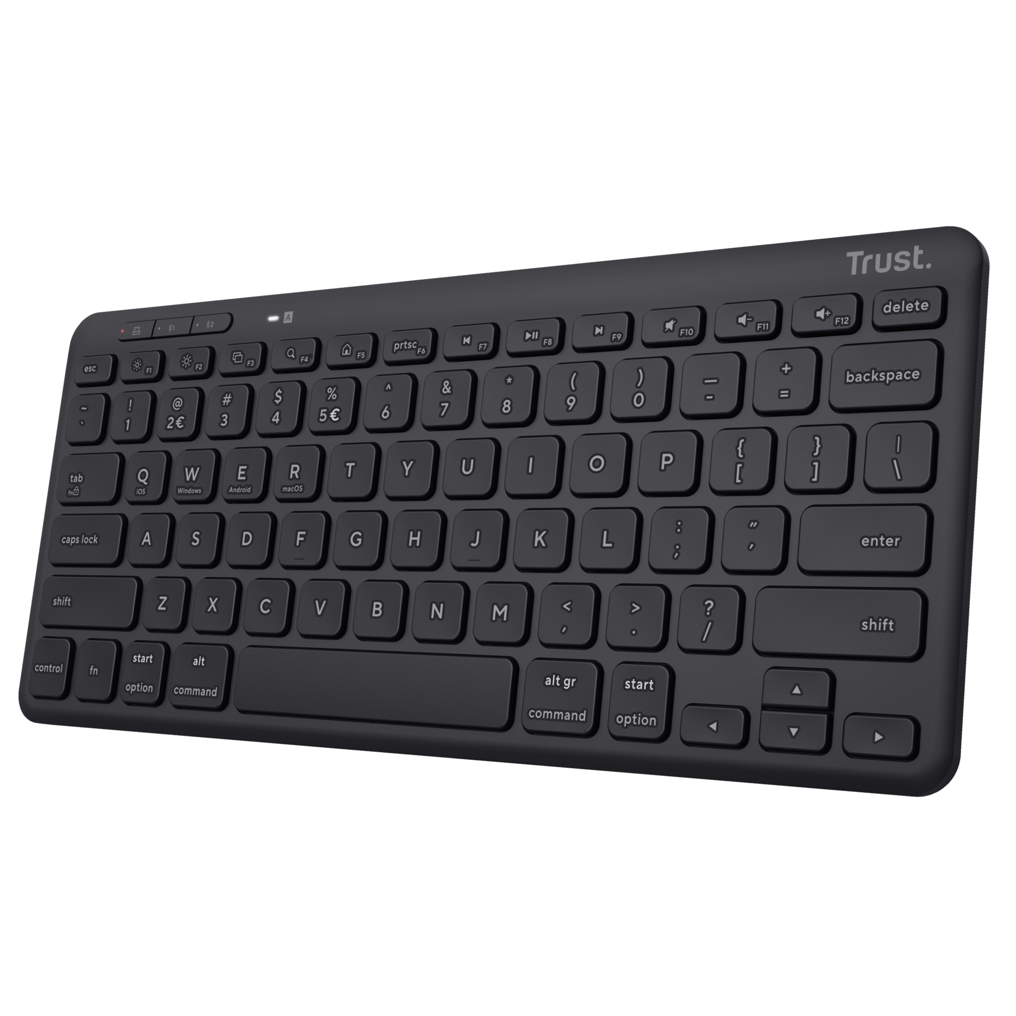 Trust Lyra Compact - Tastiera - senza fili - 2.4 GHz, Bluetooth 5.0 - QWERTY - italiana - nero - packaging esente da plastica