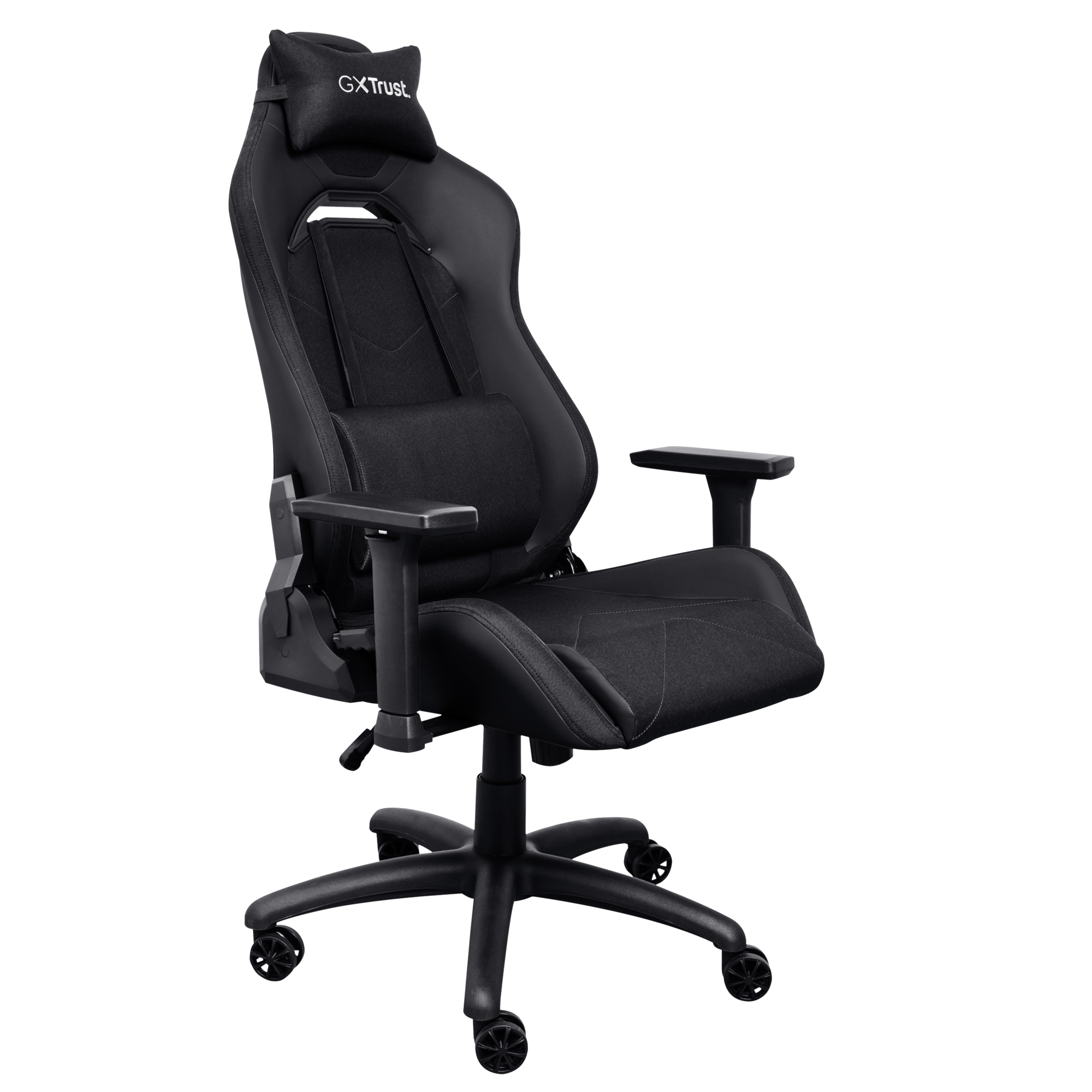 Trust GXT 714 Ruya - Sedia da gaming - braccioli - forma a T - inclinazione - girevole - plastica, cuoio con rivestimento PU, schiuma ad alta densità - nero