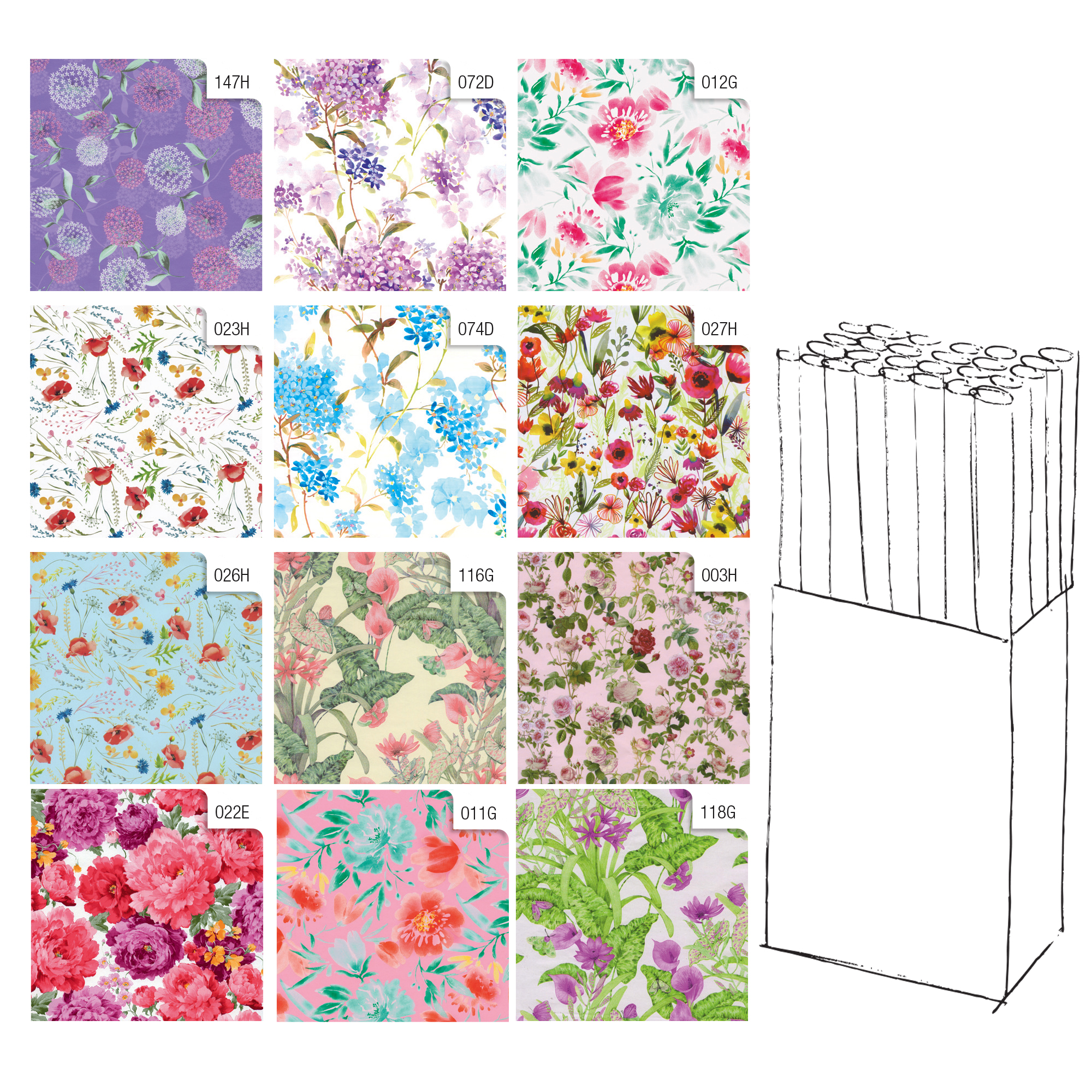 Rotolo carta regalo Fiori - 2 x 0,70 …