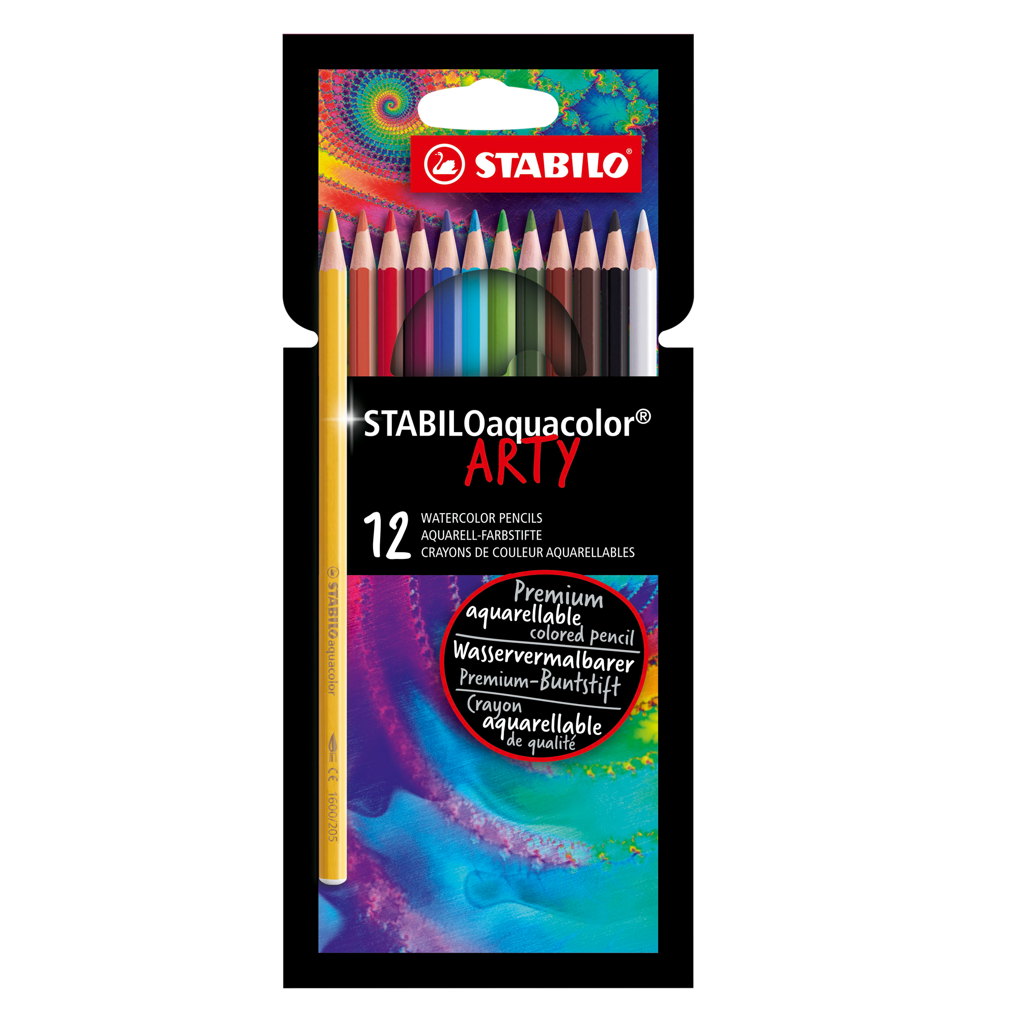 STABILO aquacolor ARTY - Matita acquerellabile - colori assortiti - 2.8 mm (pacchetto di 12)