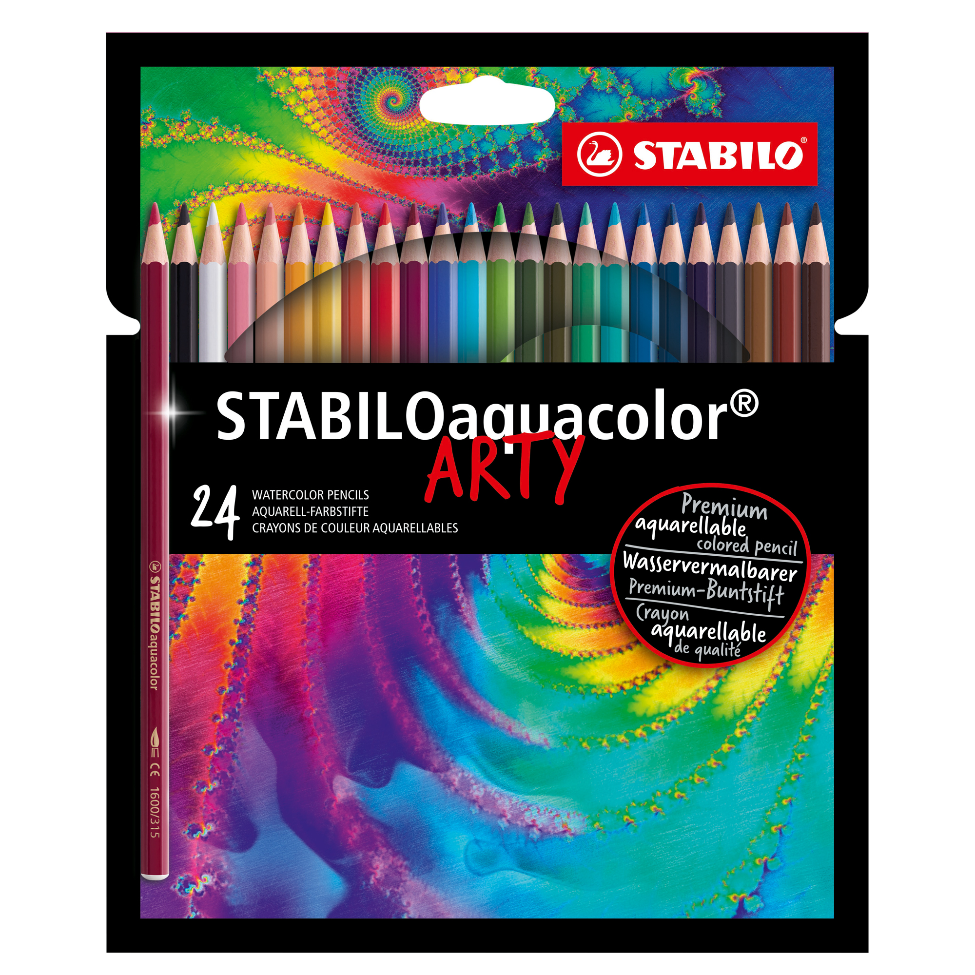 STABILO aquacolor ARTY - Pastello colorato - acquerello - colori assortiti brillanti - 2.8 mm (pacchetto di 24)
