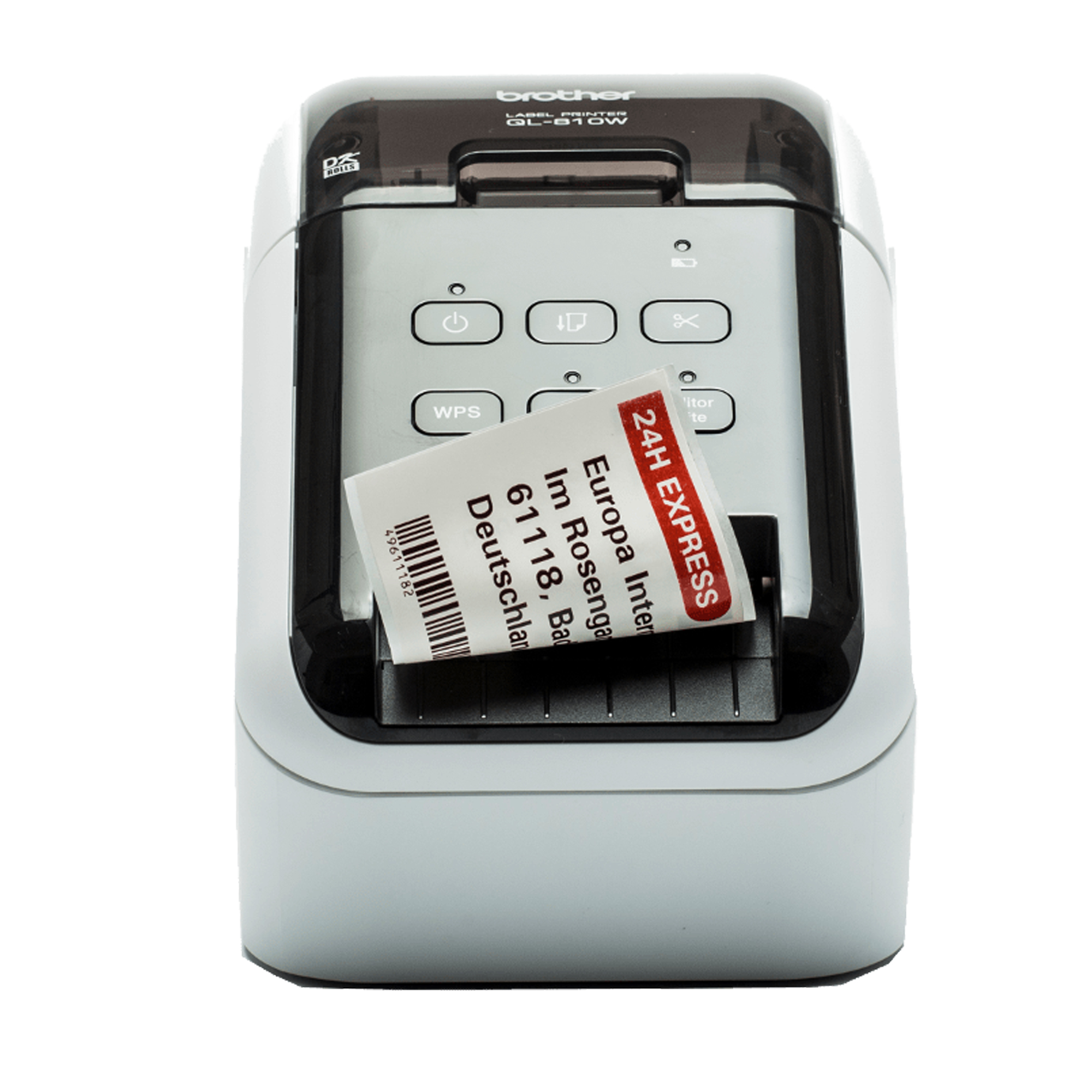 Brother QL-810Wc - Stampante per etichette - due colori (monocromatico) - termico diretto - Rotolo (6,2 cm) - 300 x 600 dpi - fino a 110 etichette/min - USB 2.0, Wi-Fi(n) - taglierina - bianco, nero lucido