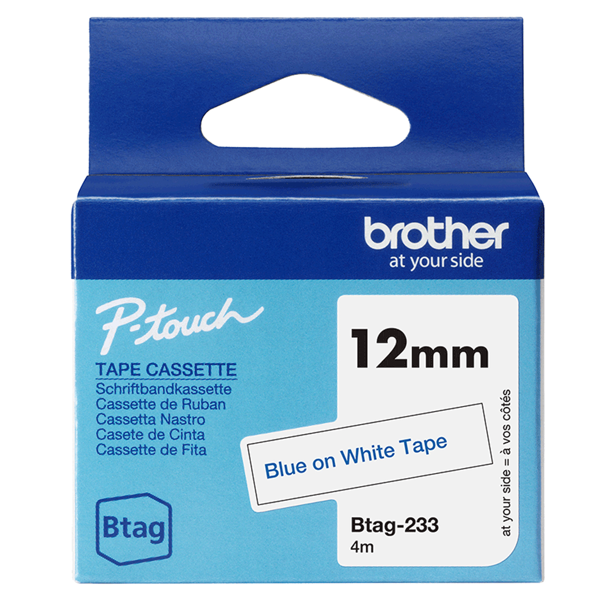 Brother Nastro BTAG233 da 12MM blu su bianco …
