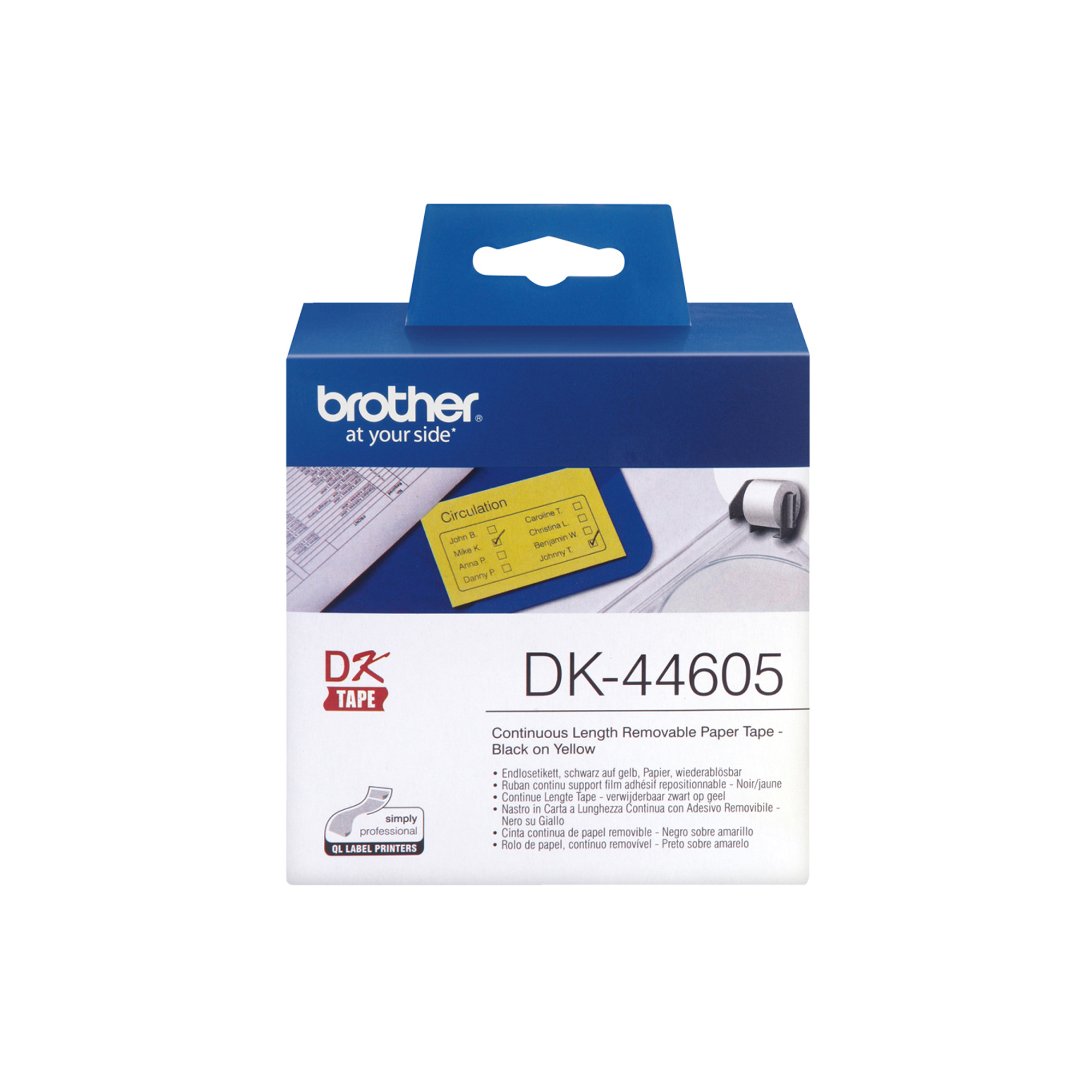 Brother DK44605 - Adesivo rimovibile - giallo - …
