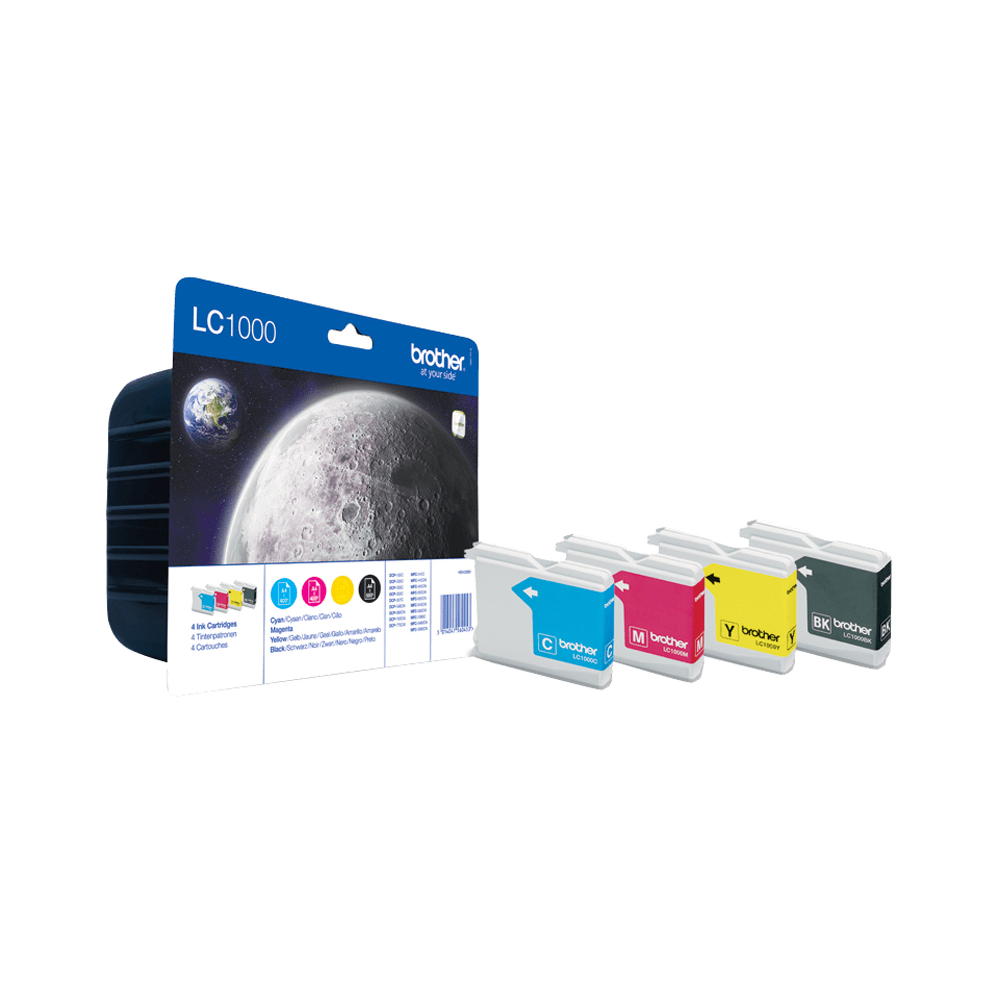 Brother LC1000 Confezione multipla - Confezione da 4 - nero, giallo, ciano, magenta - originale - blister - cartuccia d'inchiostro - per Brother DCP-130, 330, 350, 353, 540, 560, 750, 770, MFC-5460, 5860