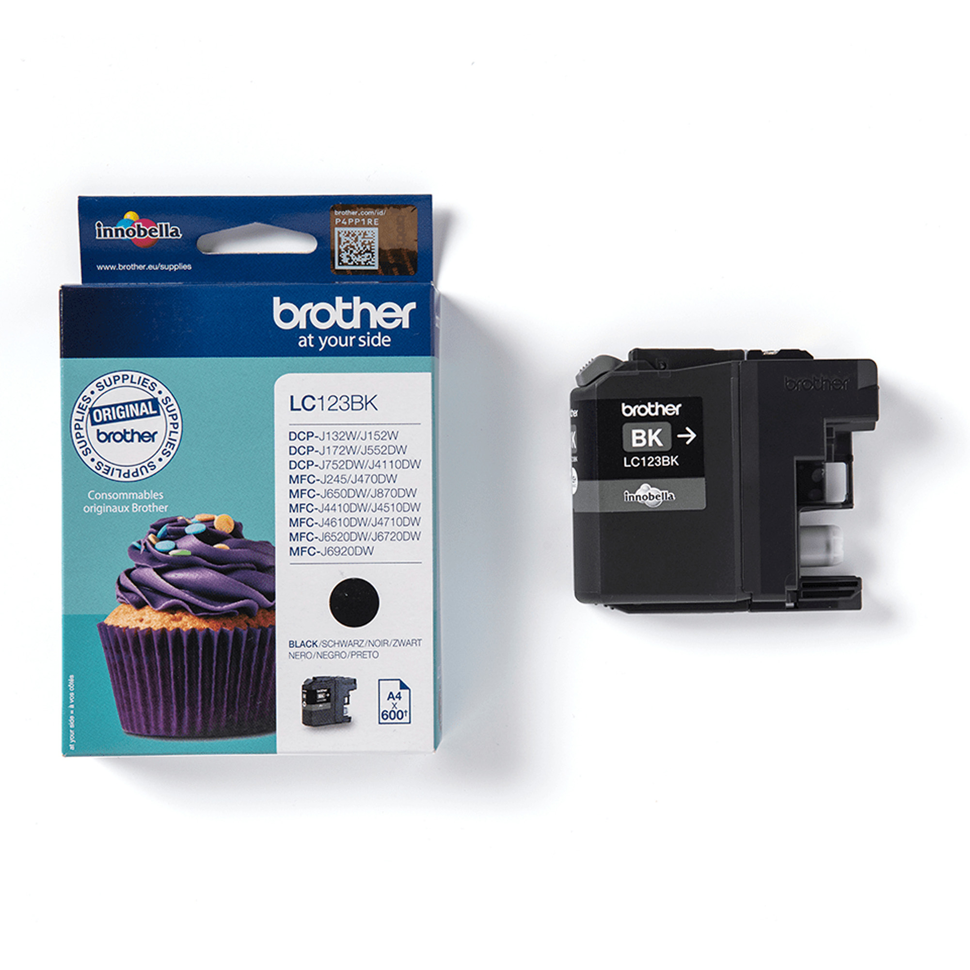 Brother LC123BK - Alta resa - nero - originale - cartuccia d'inchiostro - per Brother DCP-J100, J105, J132, J152, J552, J752, MFC-J245, J470, J650, J6520, J6720, J6920