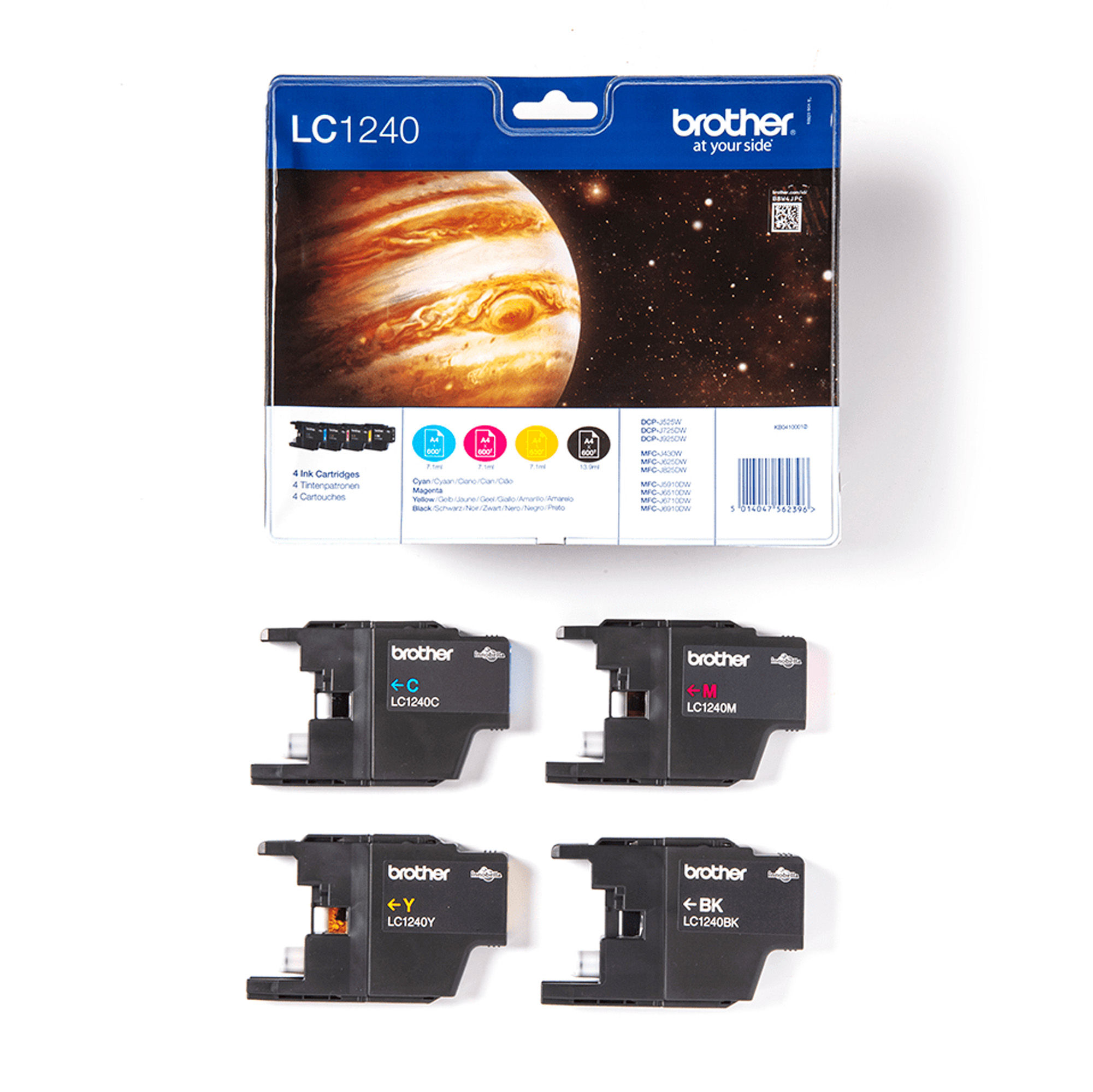 Brother LC1240 Confezione da 4 cartucce inkjet originali - Confezione da 4 - nero, giallo, ciano, magenta - originale - blister - cartuccia d'inchiostro - per Brother DCP-J525, J725, J925, MFC-J430, J5910, J625, J6510, J6710, J6910, J825