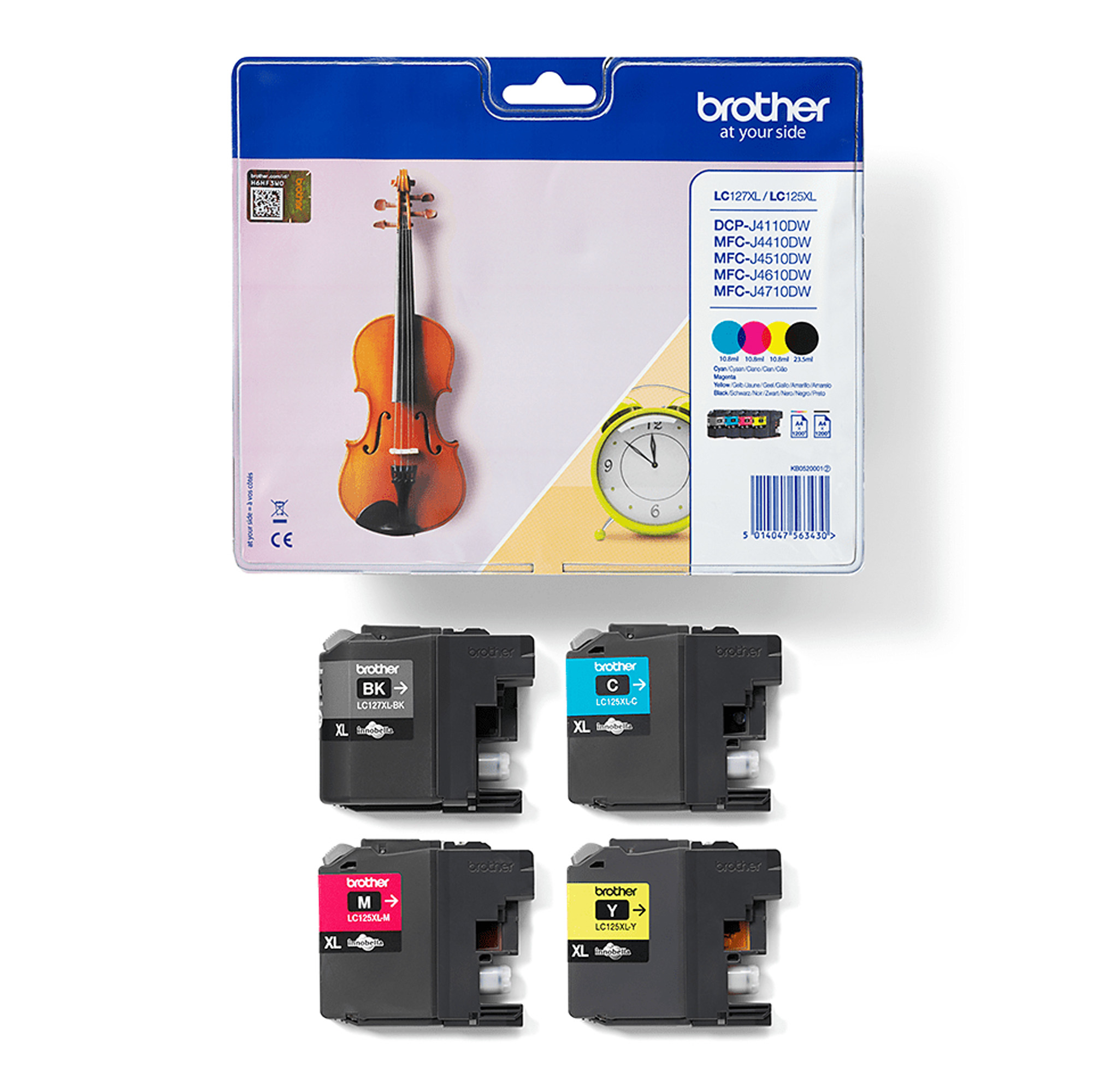 Brother LC127XL Confezione originale da 4 cartucce - Confezione da 4 - alta capienza - nero, giallo, ciano, magenta - originale - blister - cartuccia d'inchiostro - per Brother DCP-J4110DW, MFC-J4410DW, MFC-J4510DW, MFC-J4610DW, MFC-J4710DW