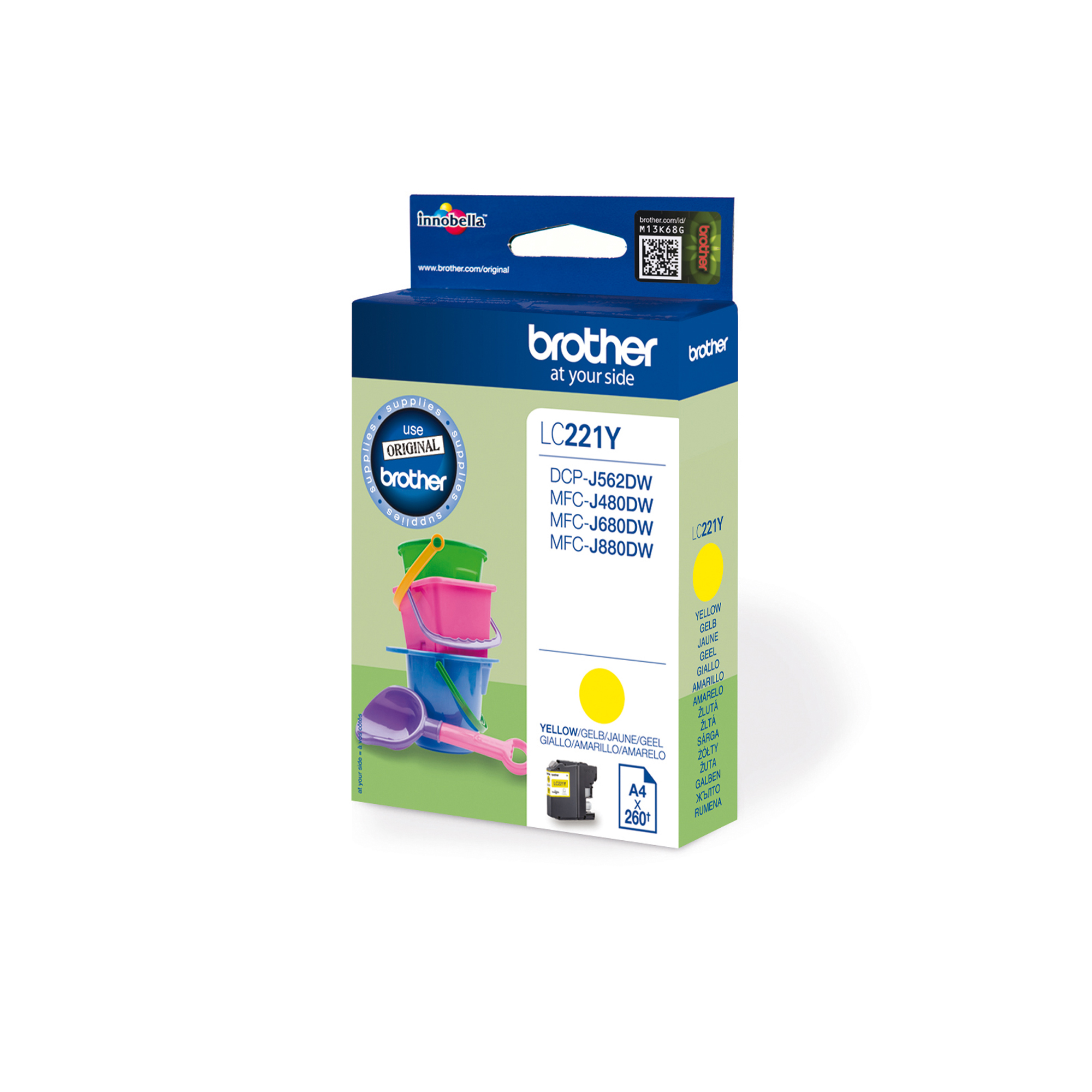 Brother LC221Y - Giallo - originale - cartuccia d'inchiostro - per Brother DCP-J562DW, MFC-J480DW, MFC-J680DW, MFC-J880DW