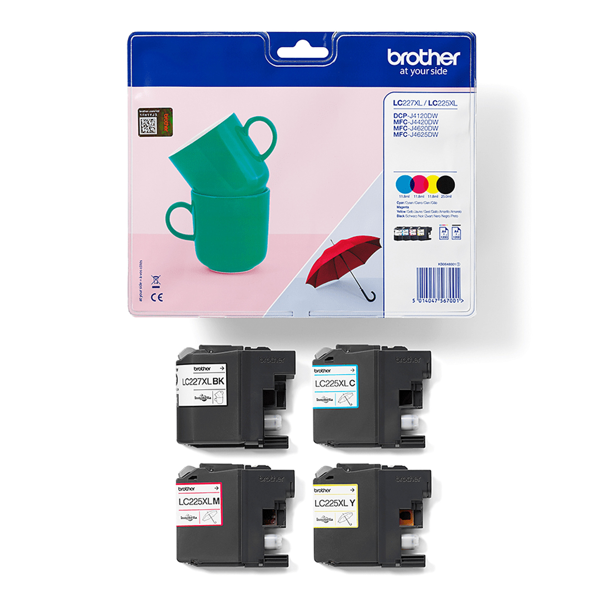 Brother LC227XLVALBP - Confezione da 4 - Alta resa - nero, giallo, ciano, magenta - originale - blister - cartuccia d'inchiostro - per Brother DCP-J4120DW, MFC-J4420DW, MFC-J4620DW, MFC-J4625DW