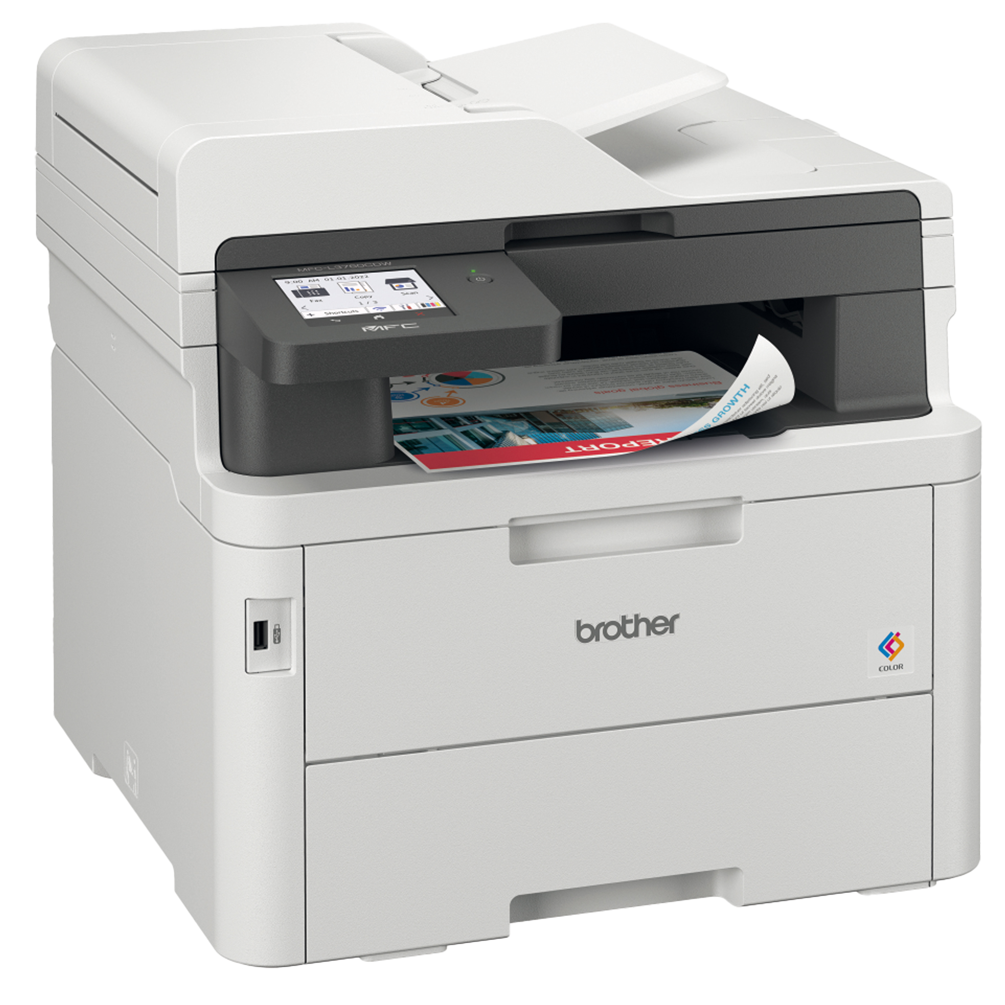 Brother MFC-L3760CDW - Stampante multifunzione - colore - LED - A4/Legal (supporti) - fino a 26 ppm (copia) - fino a 26 ppm (stampa) - 250 fogli - 33.6 Kbps - USB 2.0, Gigabit LAN, Wi-Fi(n), host USB