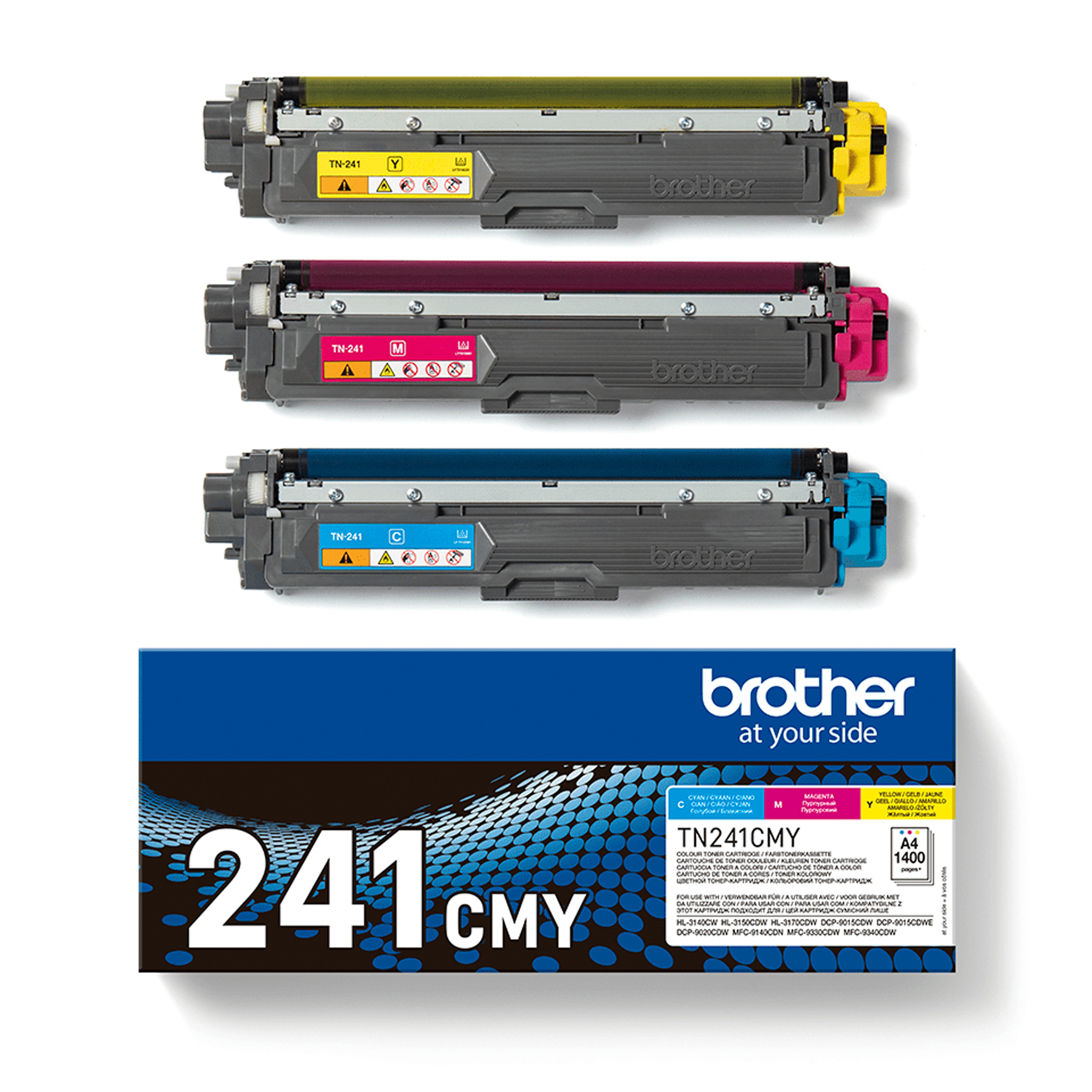 Brother TN241CMY - Confezione da 3 - giallo, ciano, magenta - originale - cartuccia toner - per Brother DCP-9015, DCP-9020, HL-3140, HL-3150, HL-3170, MFC-9140, MFC-9330, MFC-9340