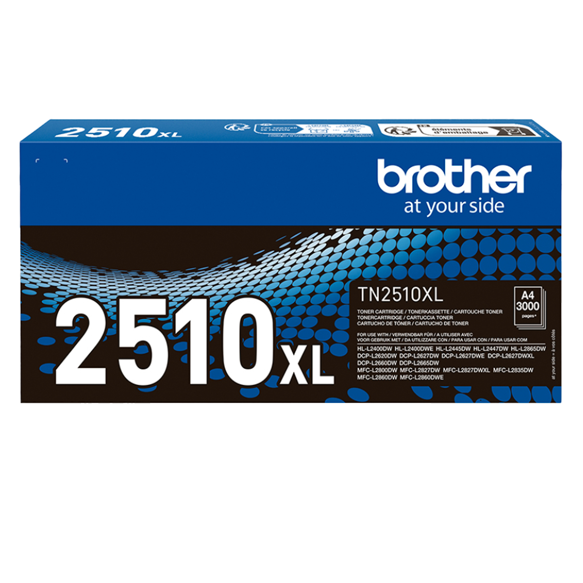 Brother TN-2510XL - Super High Capacity - nero - originale - scatola - cartuccia toner - per P/N: HLL2400DWRE1, HLL2445DWRE1, MFCL2860DWE