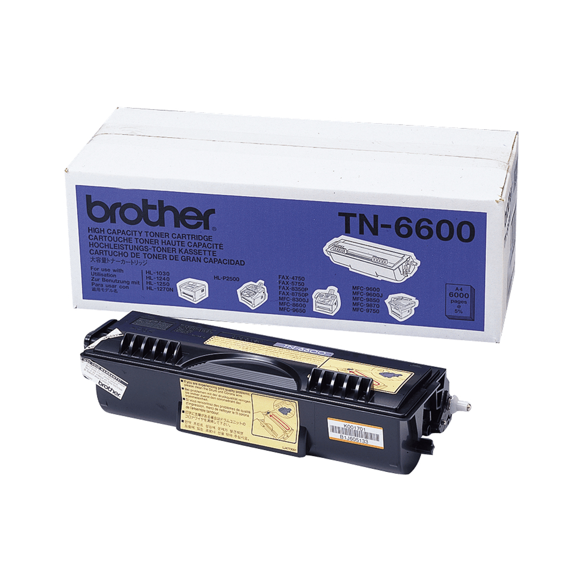 Brother TN-6600 - Nero - originale - cartuccia toner - per Brother HL-1030, 1230, 1240, 1250, 1270, 1430, 1440, 1450, 1470, P2500, MFC-8300, 9600