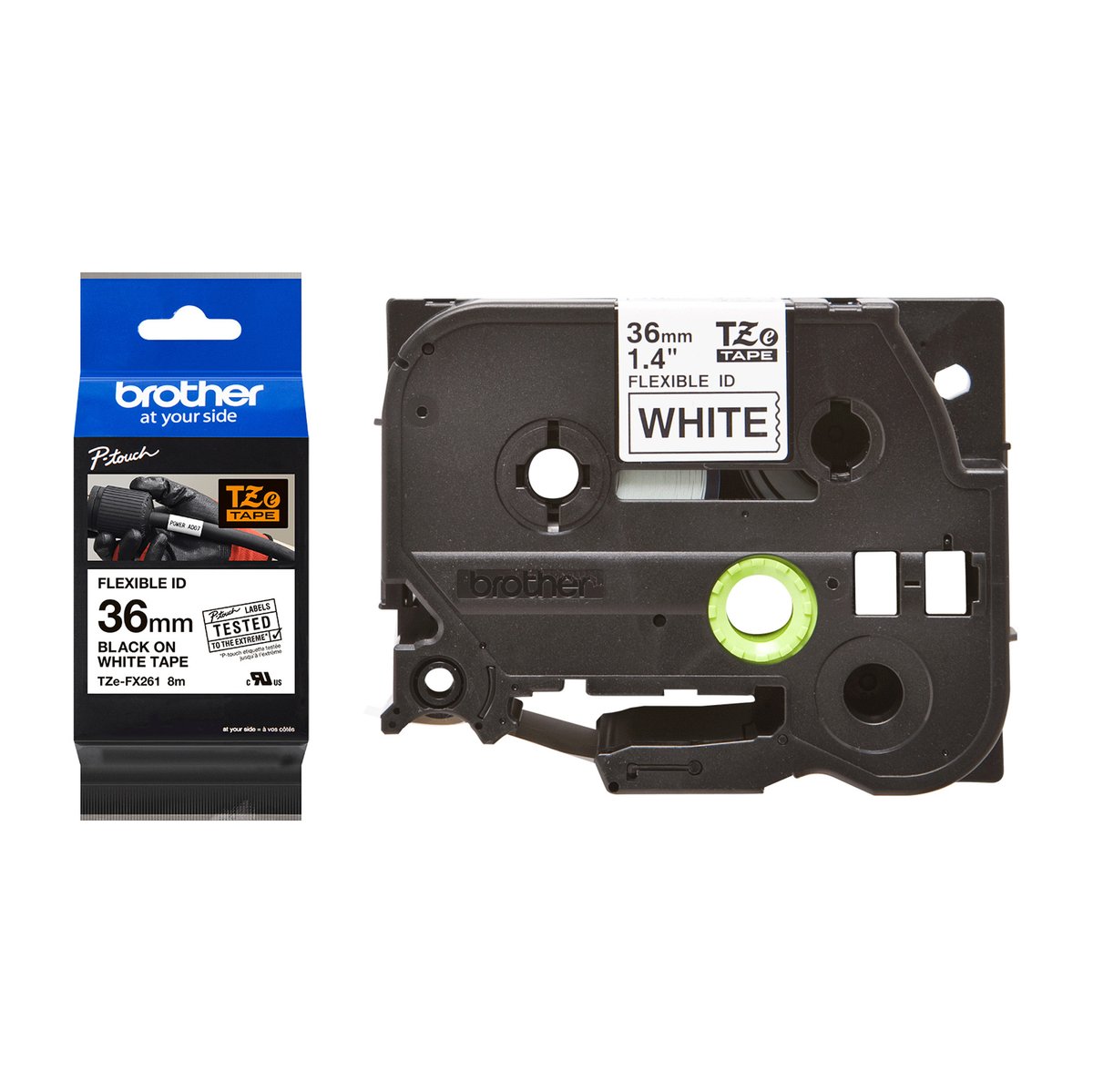 Brother - Nastro laminato flessibile - Nero/Bianco - …