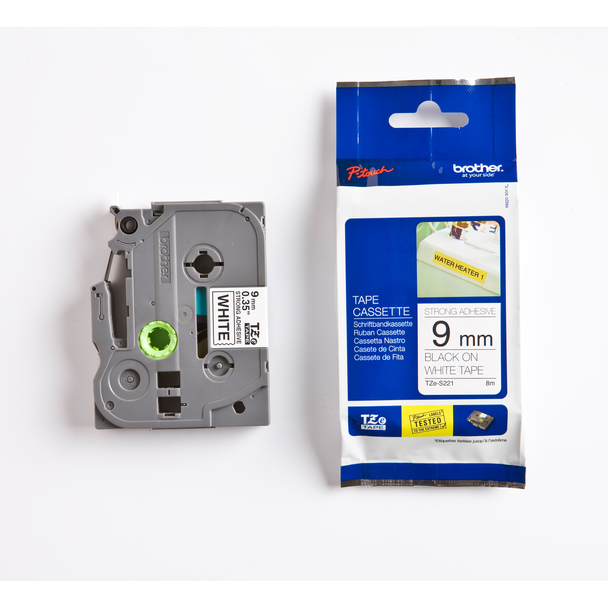 NASTRO TIPO TZ 9MM NERO/BIANCO ADESIVO RESISTENTE