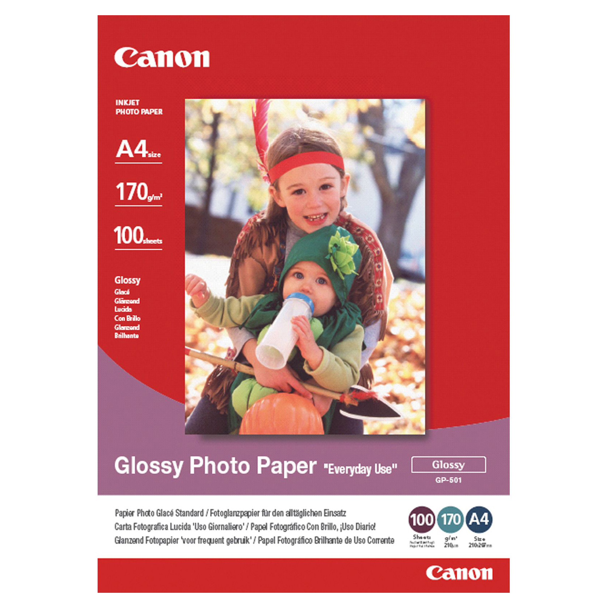 Canon GP-501 - Lucido - A4 (210 x 297 mm) - 200 g/m² - 100 fogli carta fotografica - per PIXMA iP90, MG2555, mini260, MP180, MP490, MP510, MP550, MP560, MP960, MX330, TS7450