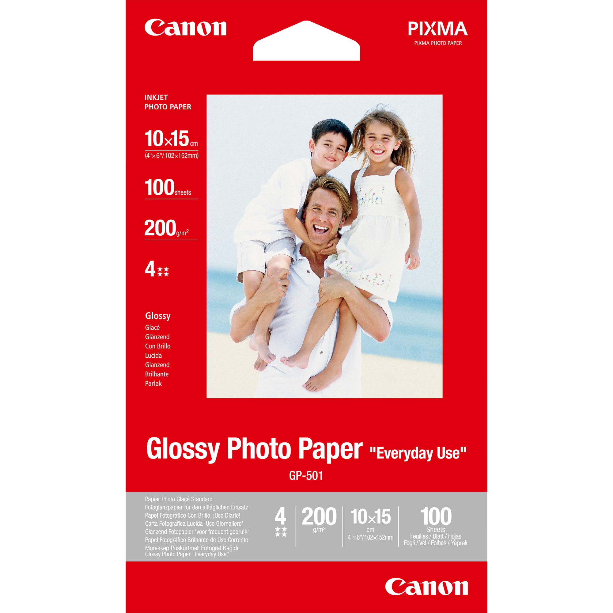 Canon GP-501 - Lucido - 100 x 150 mm 100 fogli carta fotografica - per PIXMA iP90, MG2555, mini260, MP180, MP490, MP510, MP550, MP560, MP960, MX330, TS7450