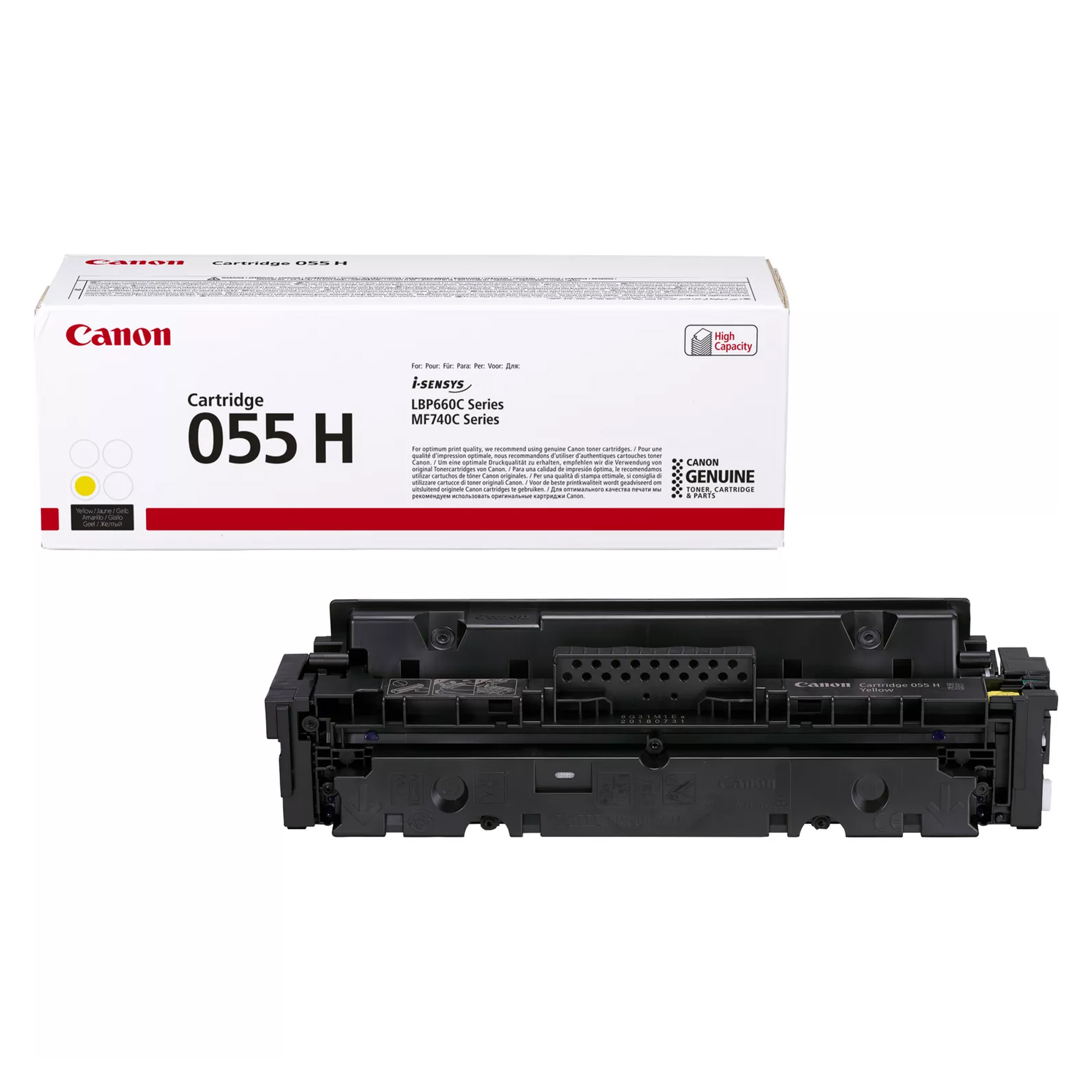 Canon 055 H - Alta capienza - giallo - originale - cartuccia toner - per Color imageCLASS MF743; imageCLASS LBP664, MF745; i-SENSYS MF742, MF744; Satera LBP662