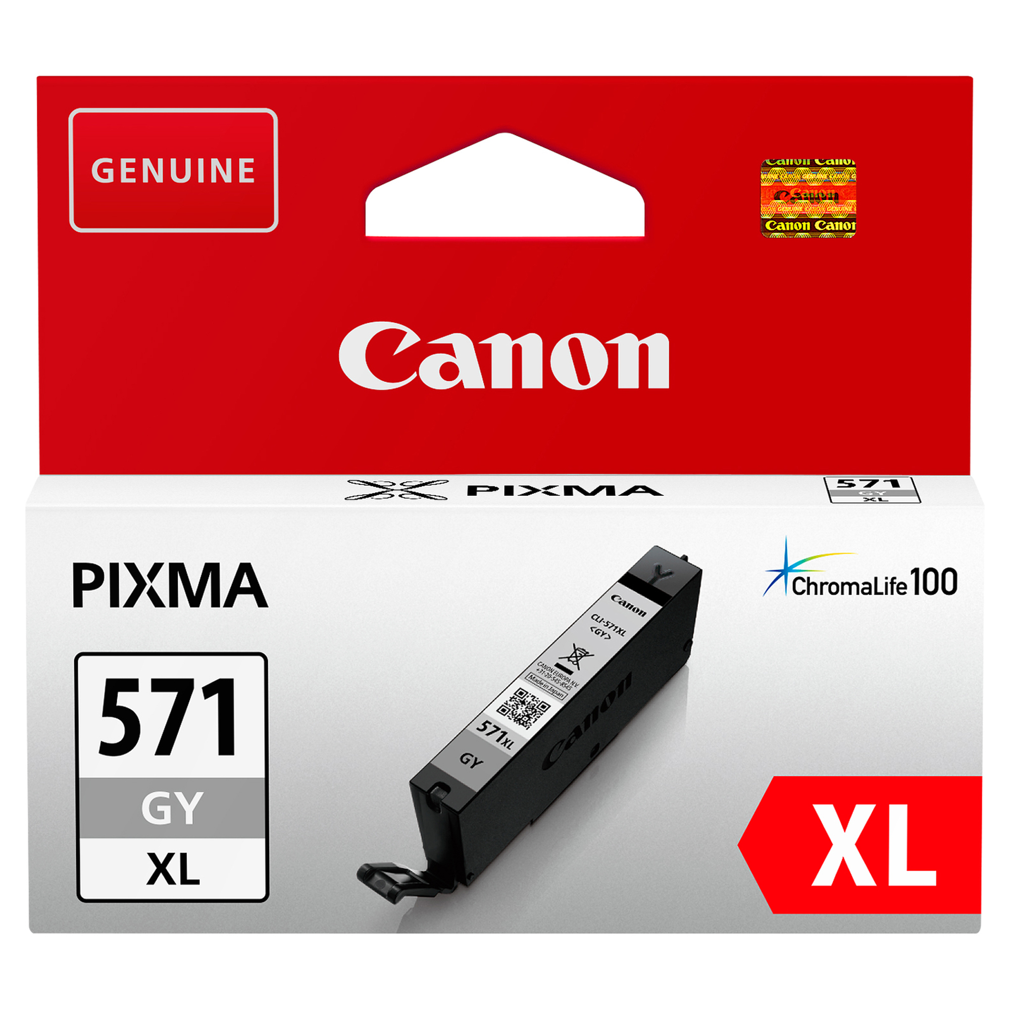 Canon CLI-571GY XL - 11 ml - Alta resa - grigio - originale - serbatoio inchiostro - per PIXMA MG7750, MG7751, MG7752, MG7753, TS8050, TS8051, TS8052, TS8053, TS9050, TS9055