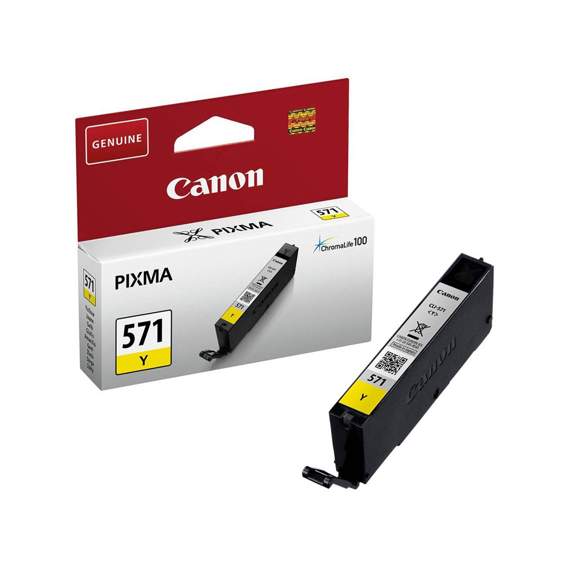 Canon CLI-571Y - 7 ml - giallo - originale - serbatoio inchiostro - per PIXMA TS5051, TS5053, TS5055, TS6050, TS6051, TS6052, TS8051, TS8052, TS9050, TS9055
