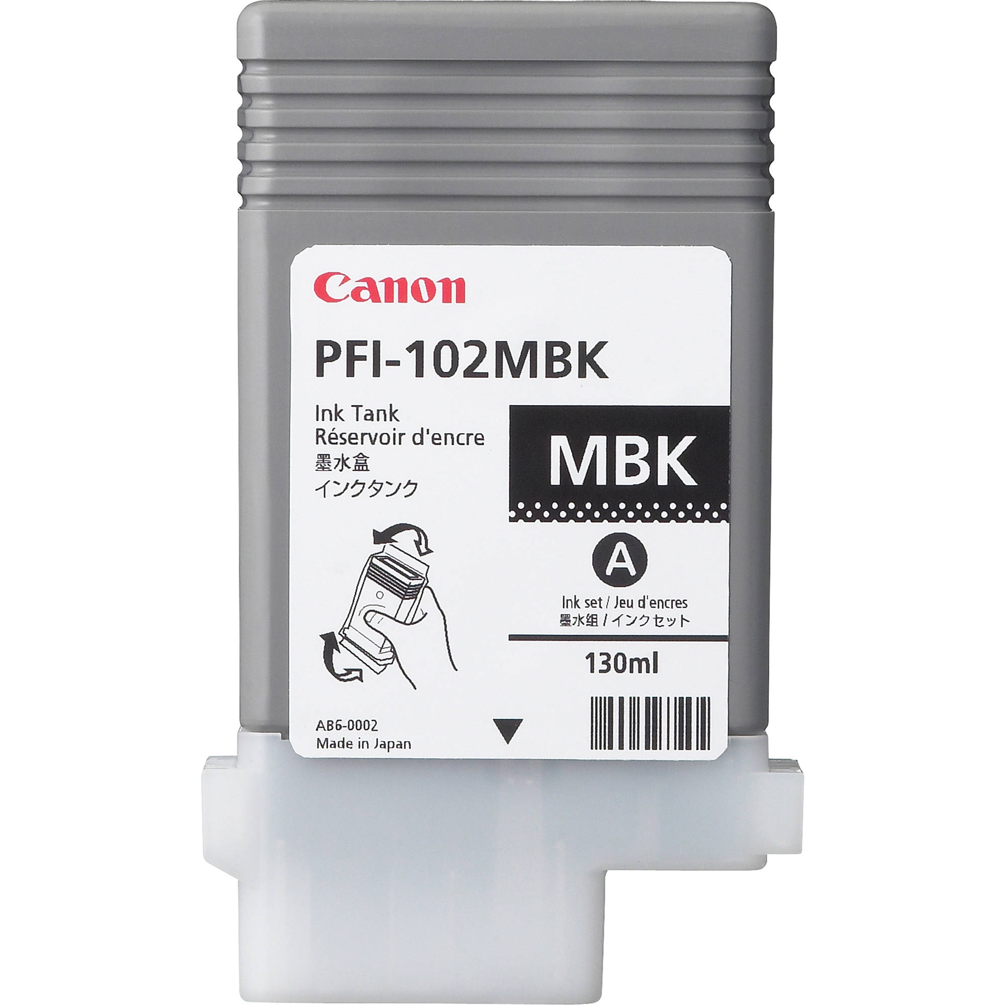 Canon PFI-102 MBK - 130 ml - nero opaco - originale - serbatoio inchiostro - per imagePROGRAF iPF510, iPF610, iPF650, iPF655, iPF750, iPF755, iPF760, iPF765, LP17, LP24