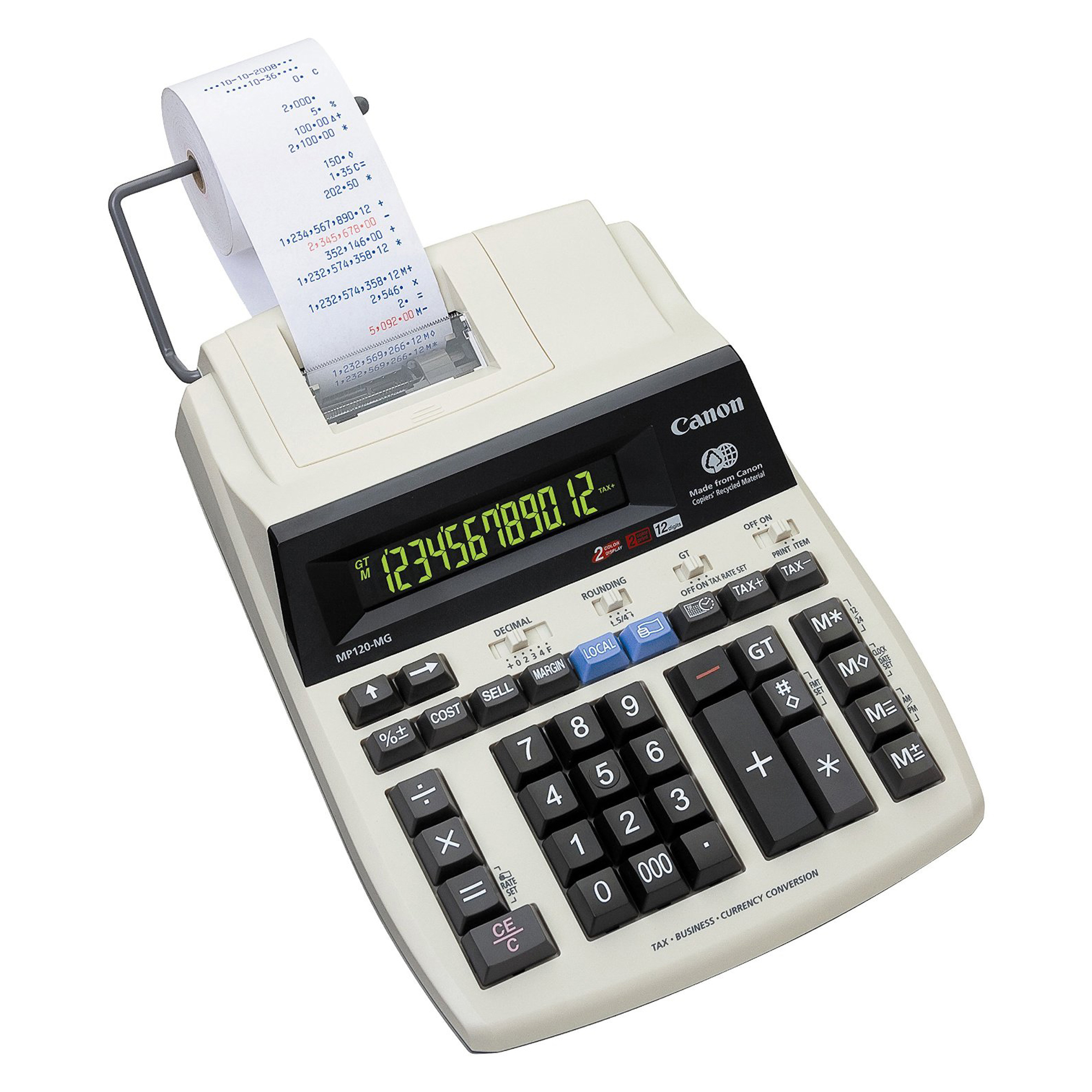 Canon MP1211-LTSC - Calcolatrice scrivente con stampa - LCD - 12 cifre - adattatore CA, batteria per backup memoria - metallo argentato