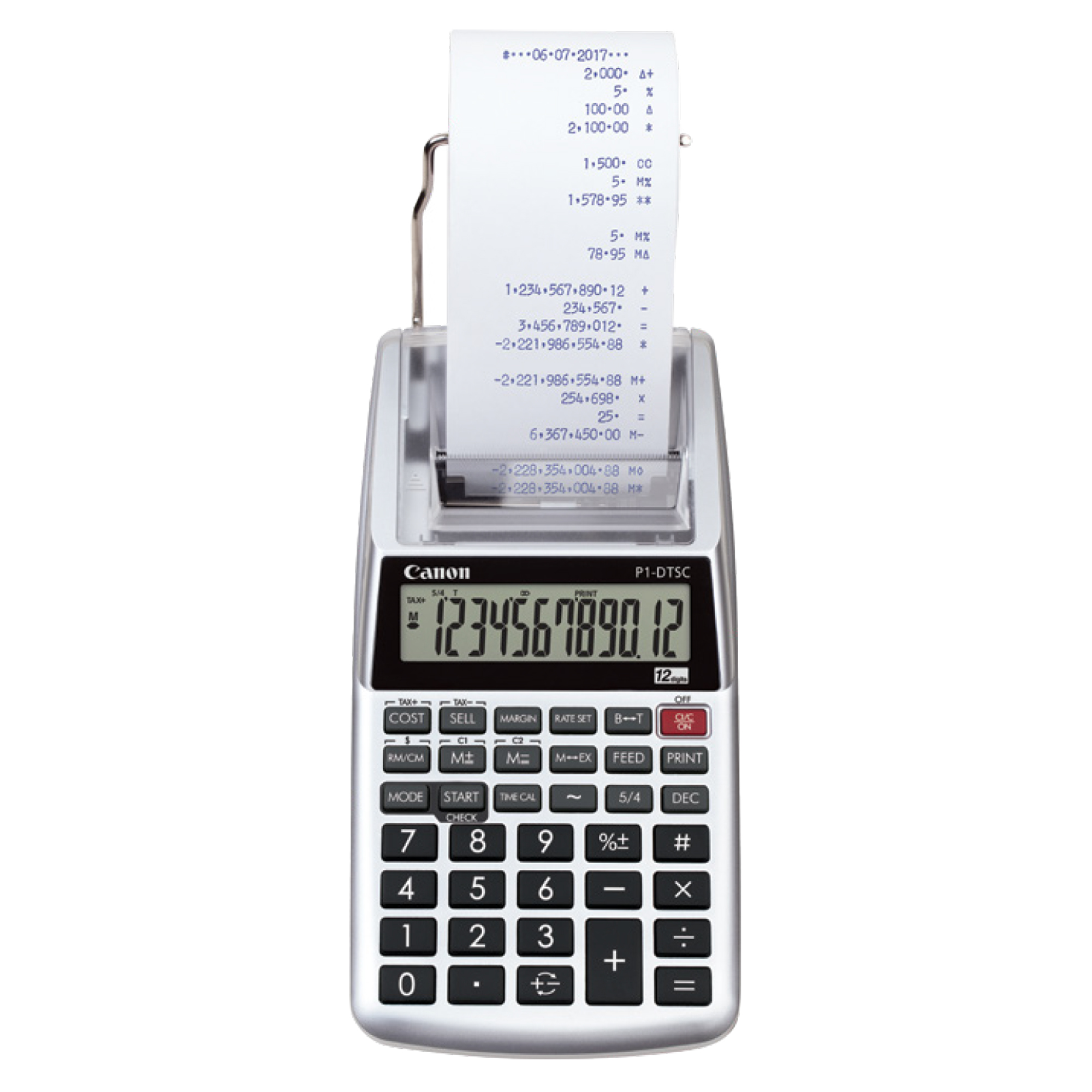 Canon P1-DTSC II - Calcolatrice scrivente con stampa - LCD - 12 cifre - batteria - argento