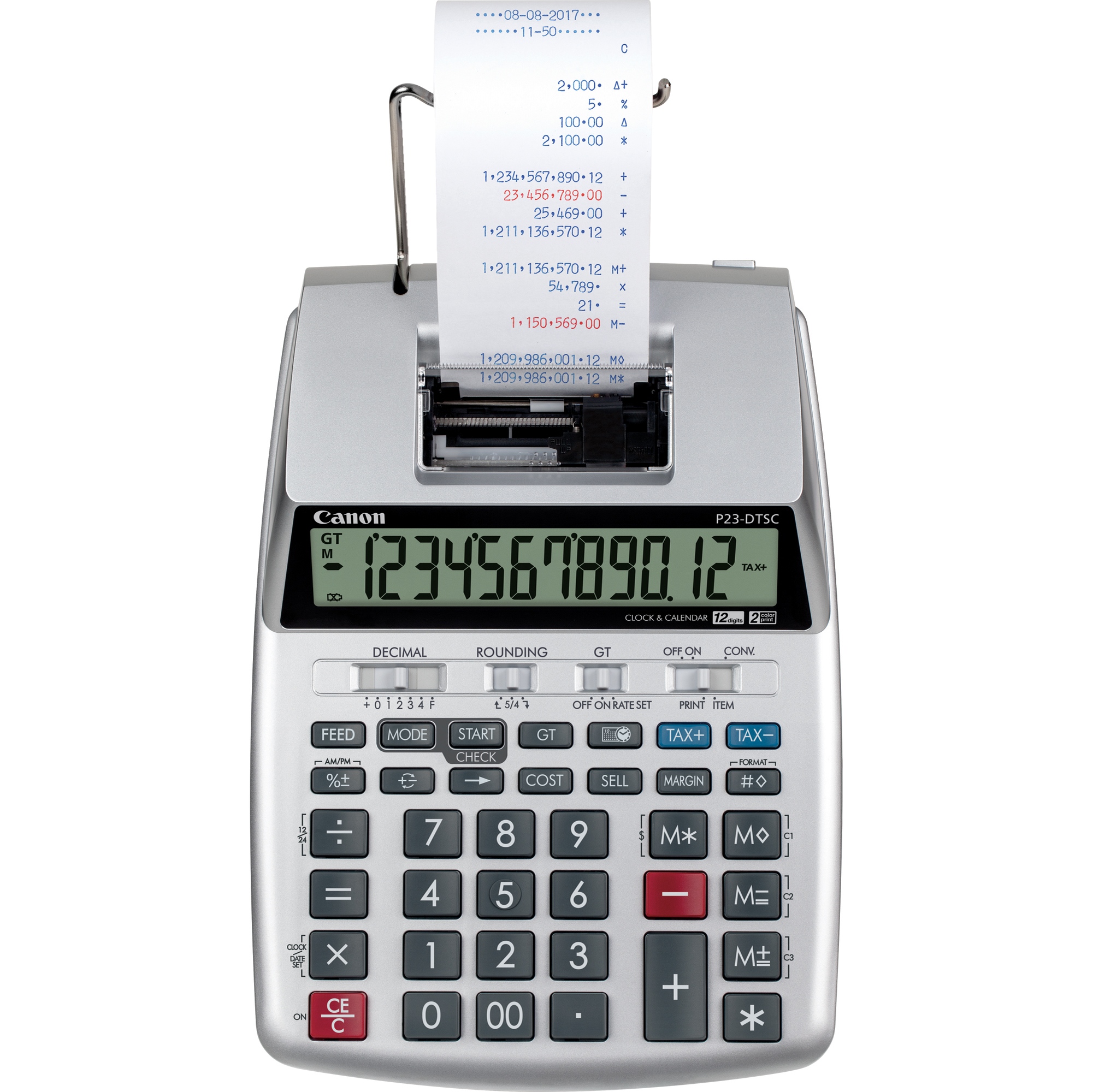 Canon P23-DTSC II - Calcolatrice scrivente con stampa - LCD - 12 cifre - batteria - metallo argentato