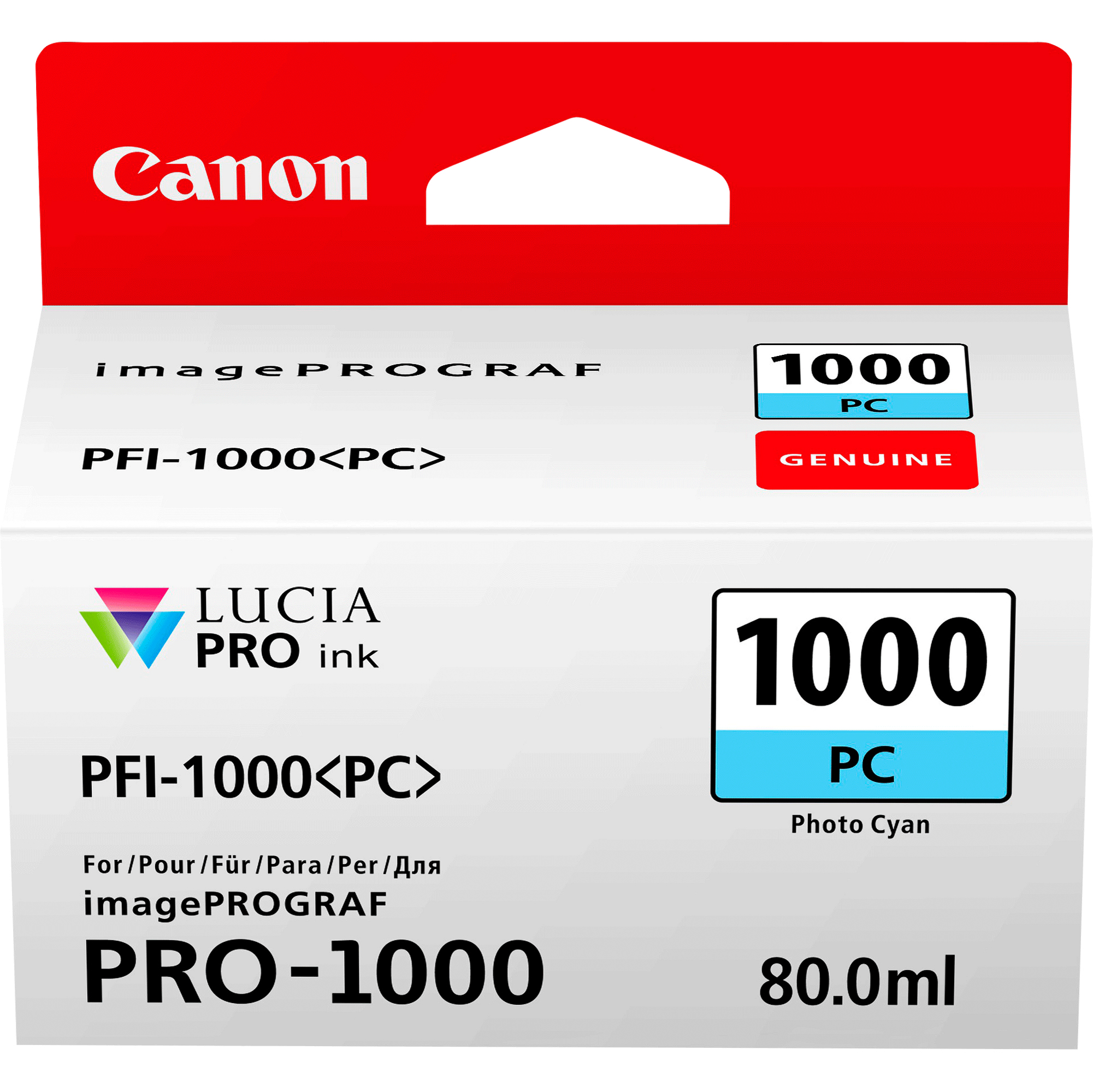 Canon PFI-1000 PC - 80 ml - ciano per foto - originale - serbatoio inchiostro - per imagePROGRAF PRO-1000
