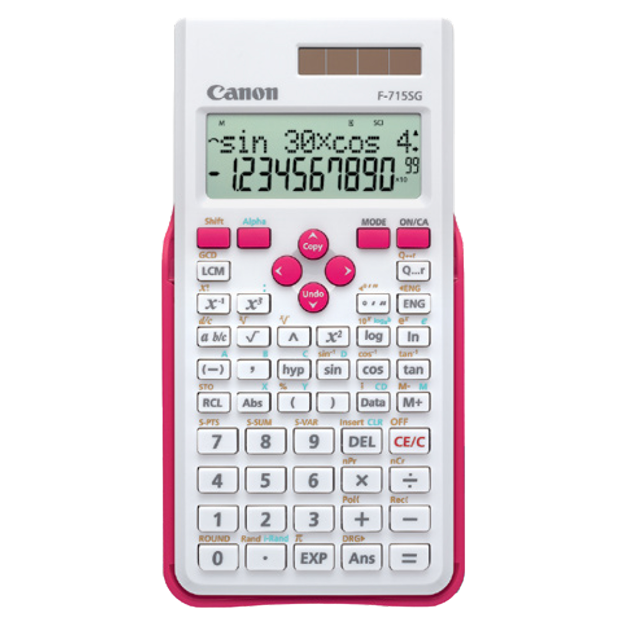 Canon F-715SG - Calcolatrice scientifica - 10 cifre + 2 esponenti - pannello solare, batteria - bianco con magenta