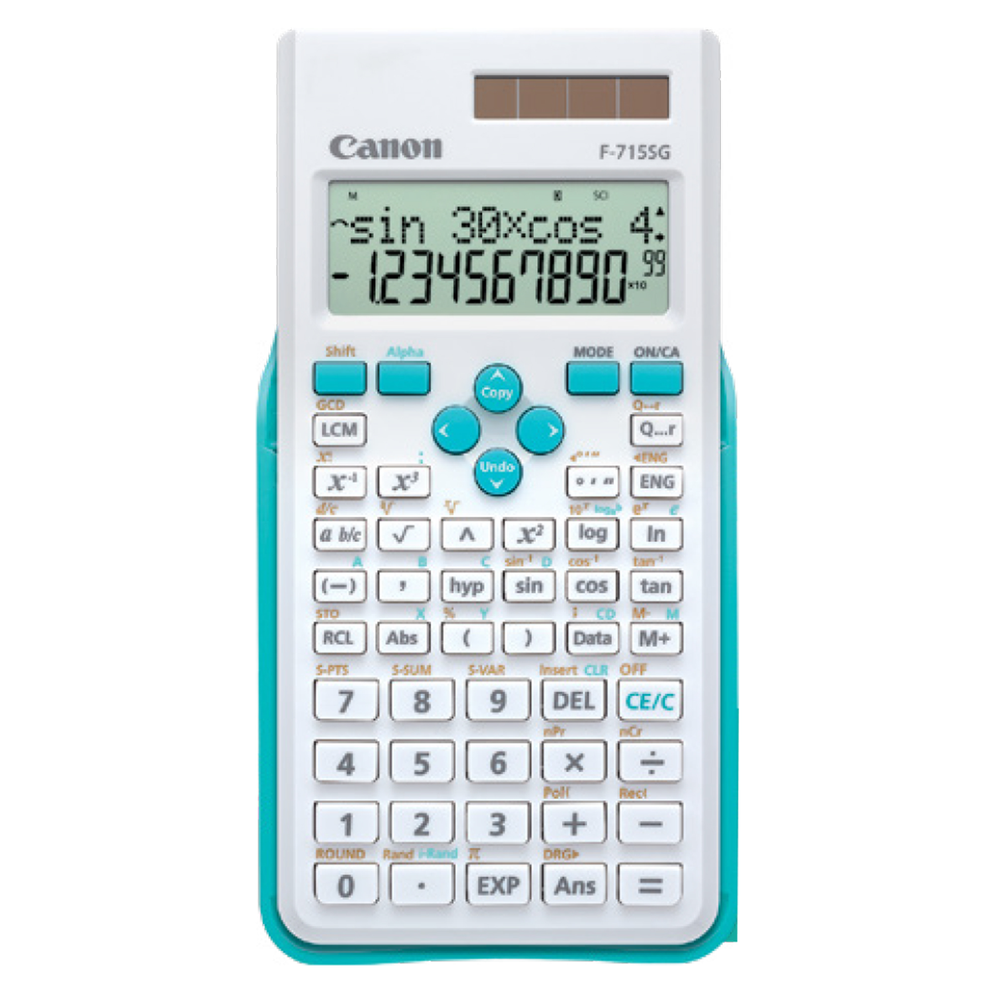 Canon F-715SG - Calcolatrice scientifica - 10 cifre + 2 esponenti - pannello solare, batteria - bianco con blu