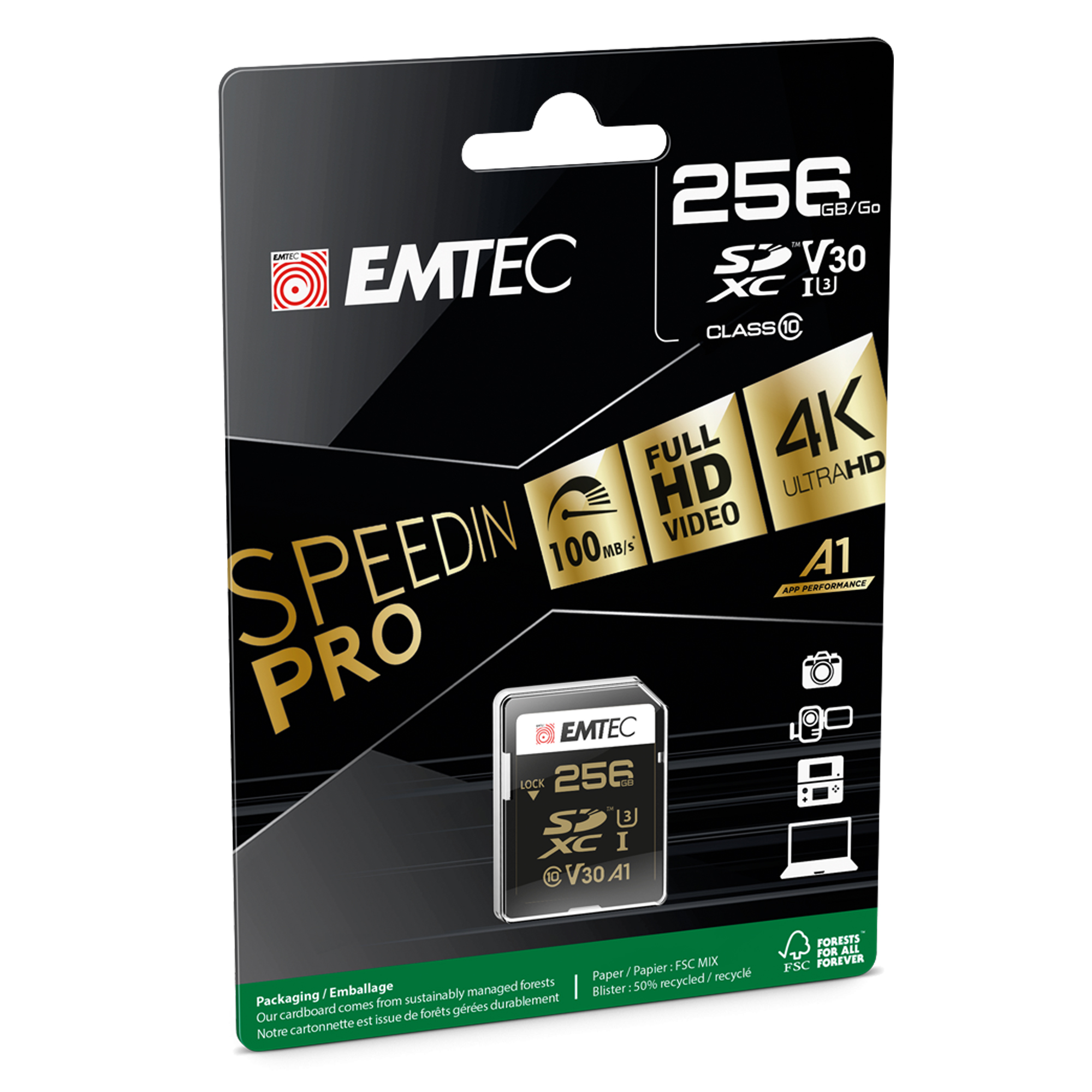 Emtec - SD Speedin USH-1 U3 - ECMSD256GXC10SP …