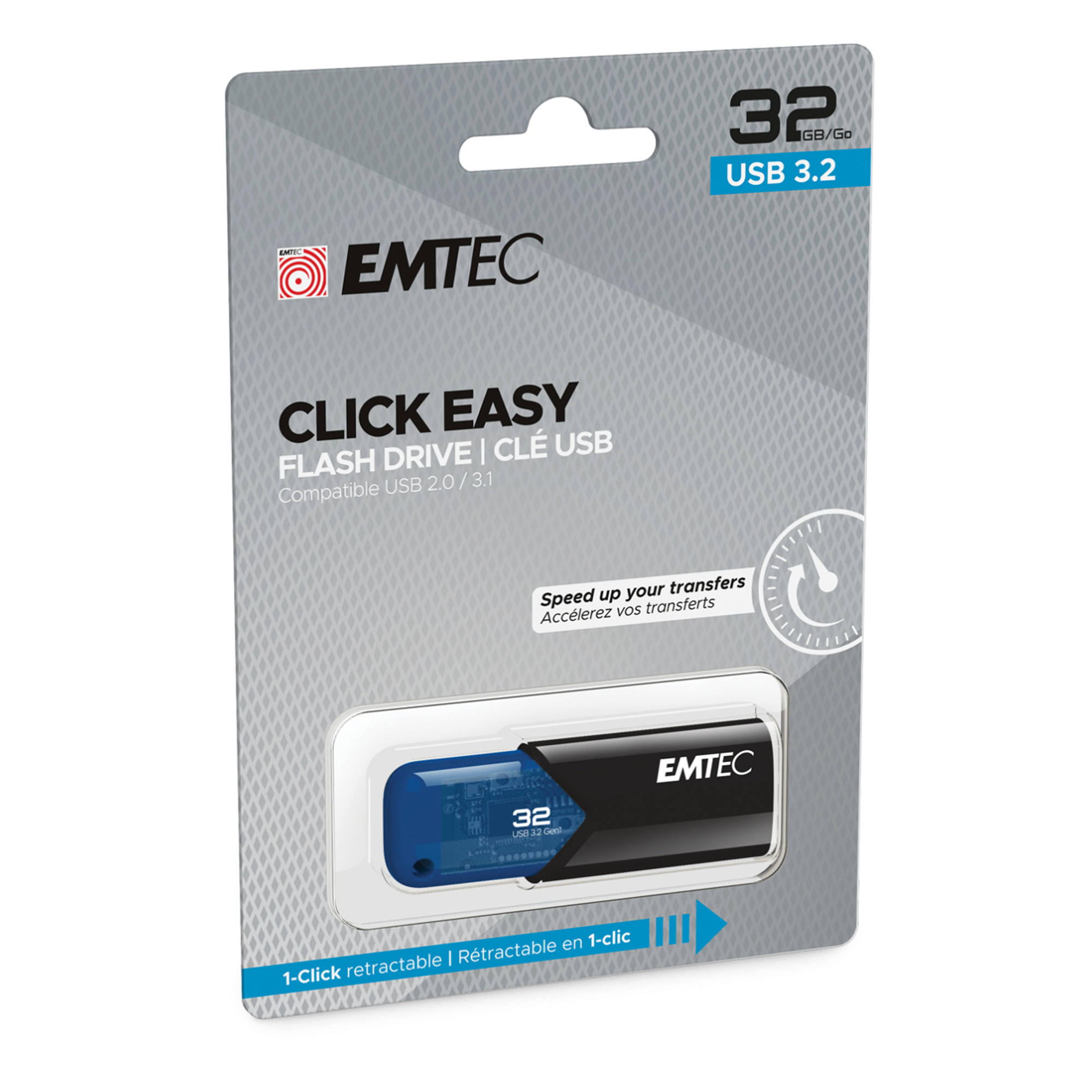 Emtec - Memoria USB B110 USB 3.2 Click&Easy …