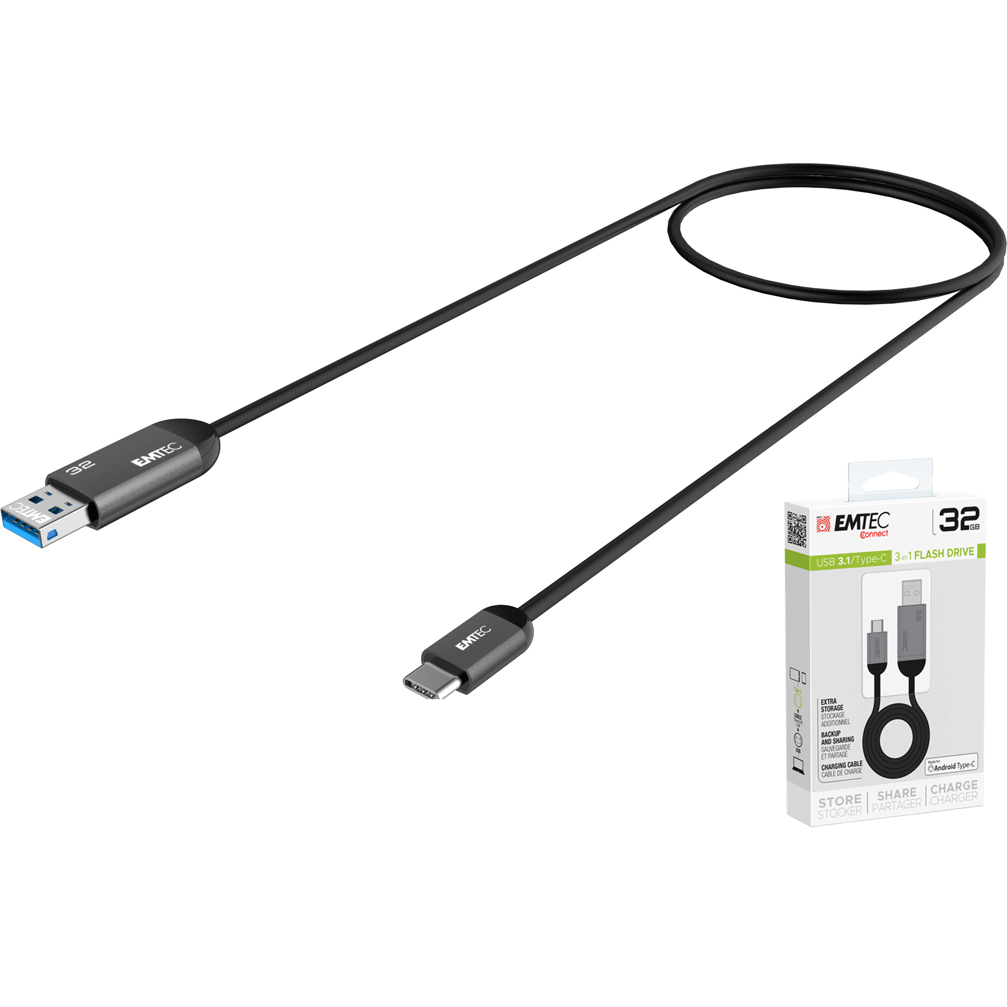 Emtec - Usb 3.1 Duo Type-C - Nero …