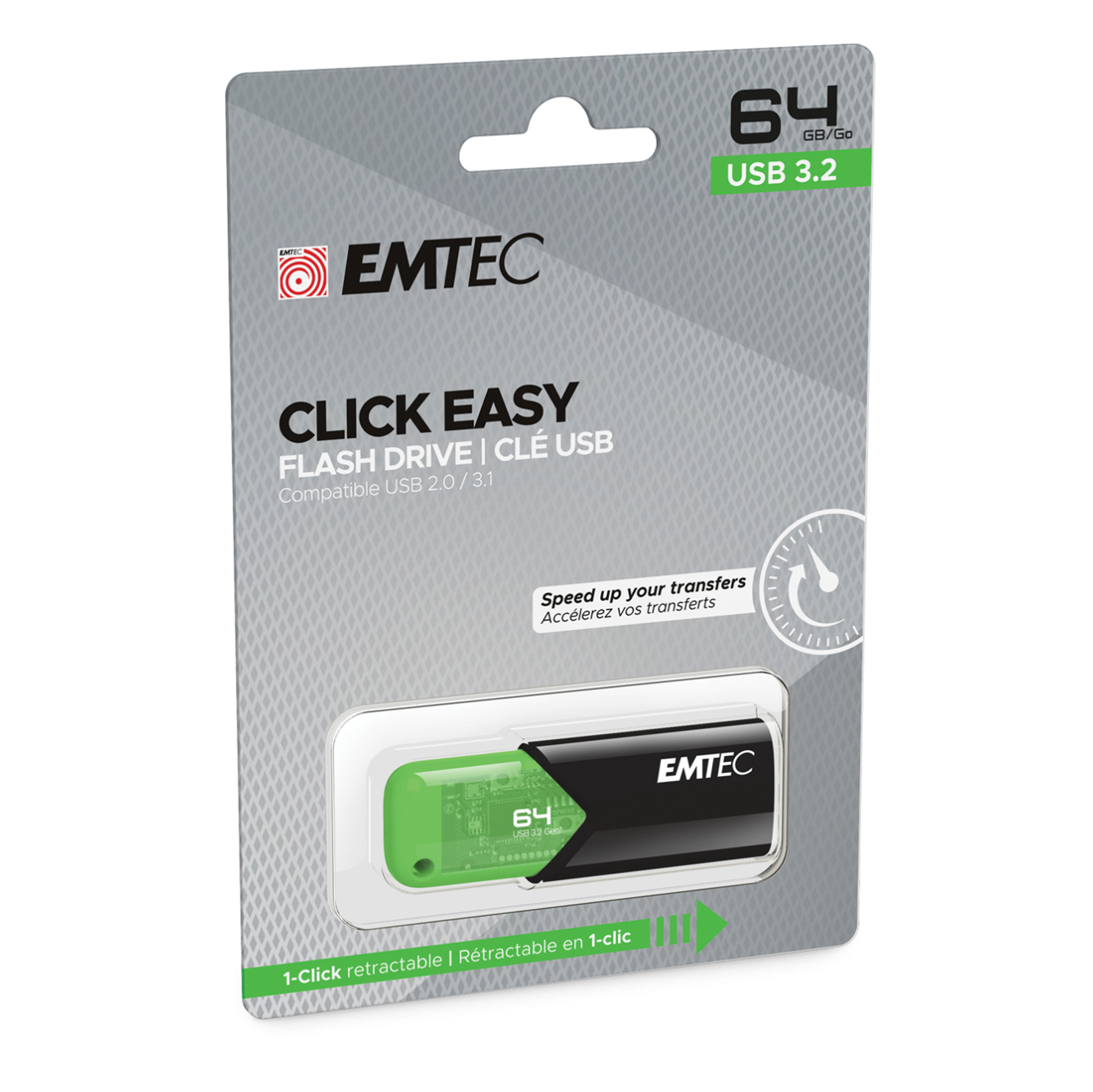 Emtec - Memoria USB B110 USB 3.2 Click&Easy …
