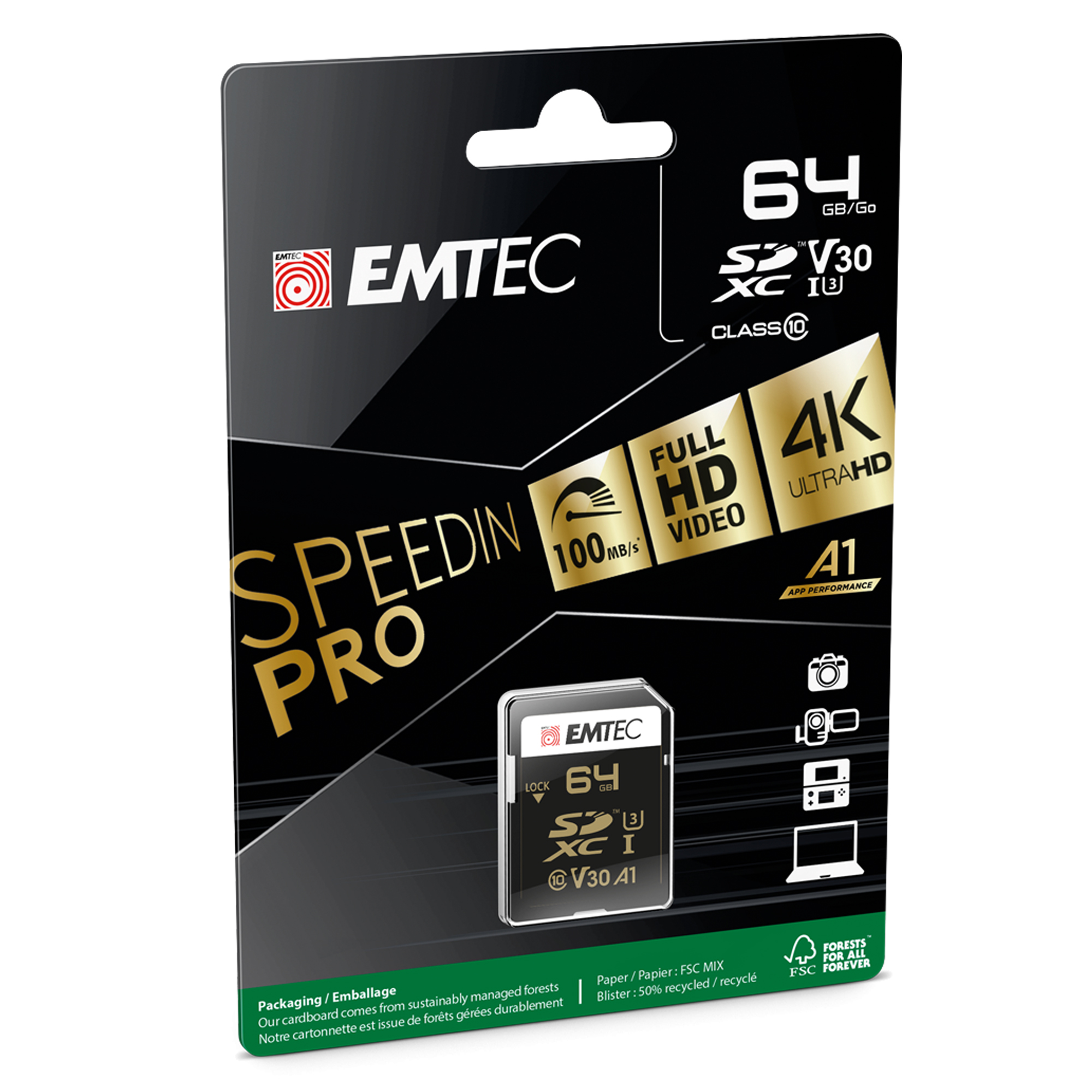 Emtec - SDXC Speedin Class 10 - ECMSD64GXC10SP …