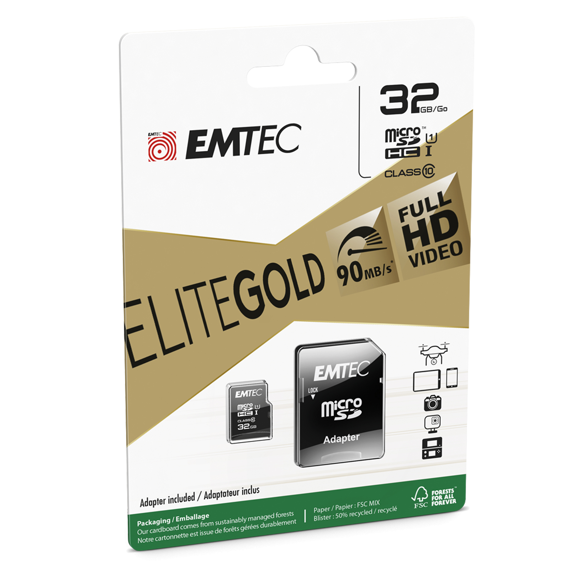 Emtec - Micro SDHC Class 10 Gold + …