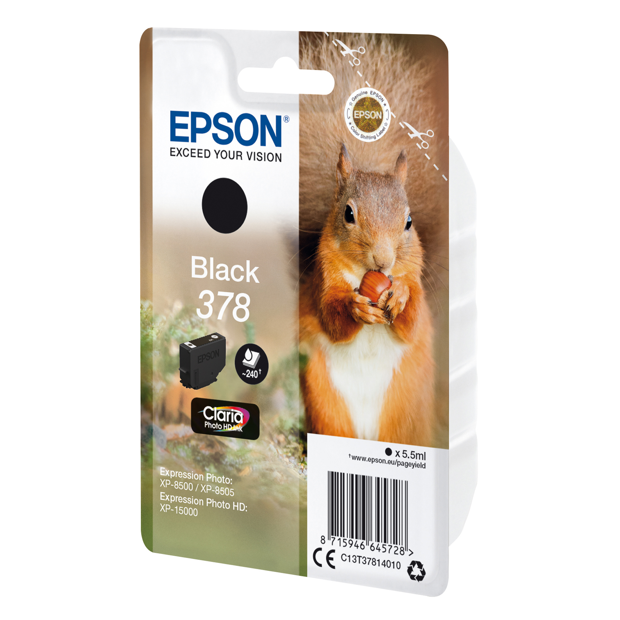 Epson 378 - 5.5 ml - nero - originale - blister - cartuccia d'inchiostro - per Expression Home XP-8605, 8606; Expression Home HD XP-15000; Expression Photo XP-8505, 8700
