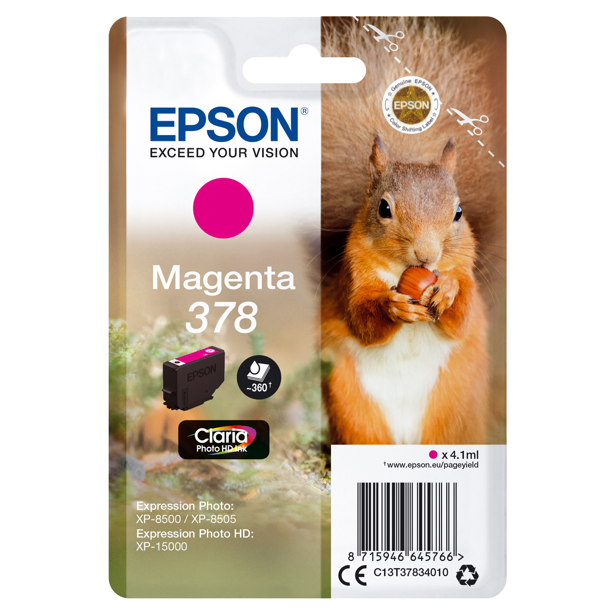 Epson 378 - 4.1 ml - magenta - originale - blister - cartuccia d'inchiostro - per Expression Home XP-8605, 8606; Expression Home HD XP-15000; Expression Photo XP-8505, 8700