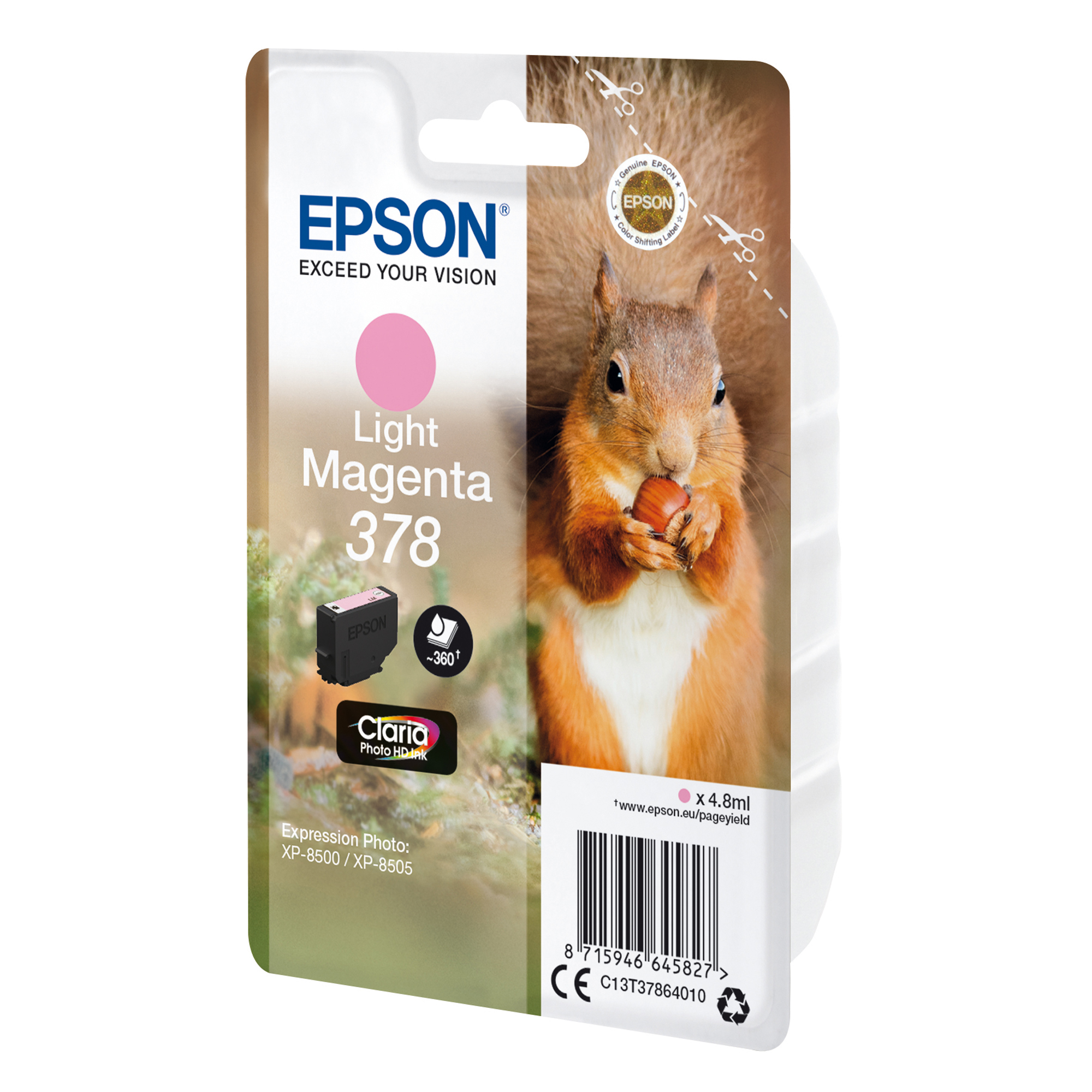 Epson 378 - 4.8 ml - magenta chiaro - originale - blister - cartuccia d'inchiostro - per Expression Home XP-8605, XP-8606; Expression Photo XP-8500, XP-8505, XP-8700