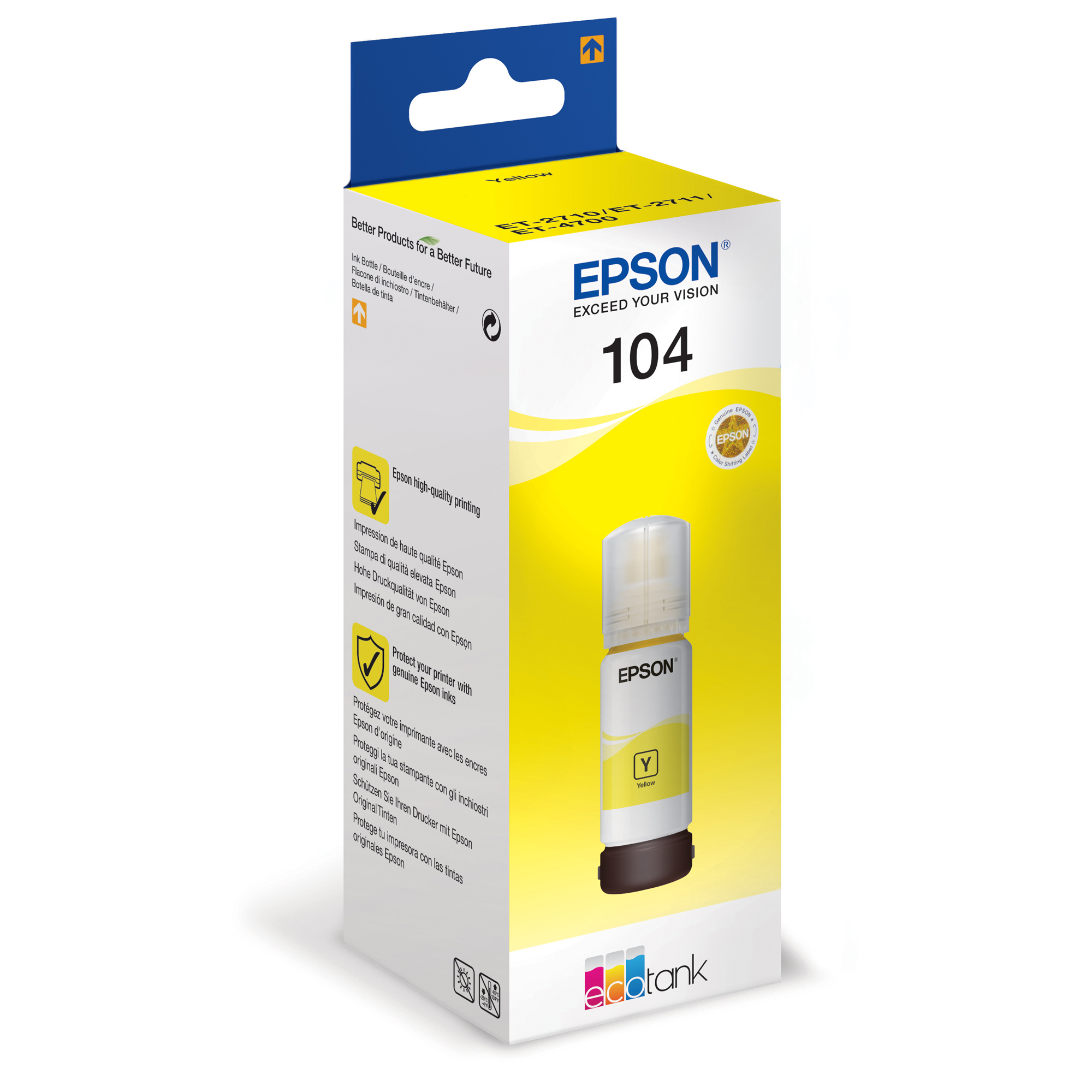 Epson EcoTank 104 - 65 ml - giallo - originale - serbatoio inchiostro - per EcoTank ET-1810, 2715, 2721, 2810, 2811, 2812, 2814, 2815, 2820, 2821, 2825, 2826, 4800