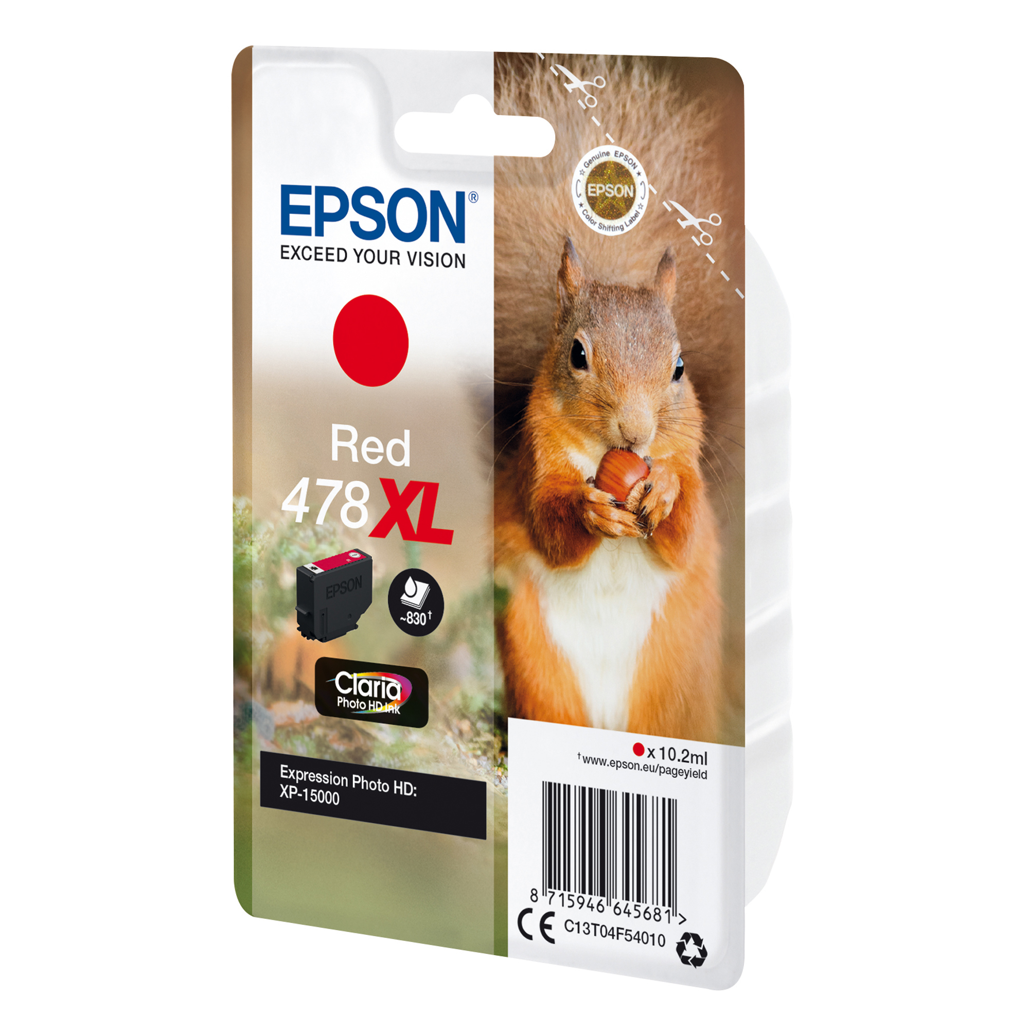 Epson 478XL - 10.2 ml - alta capienza - rosso - originale - cartuccia d'inchiostro - per Expression Home HD XP-15000