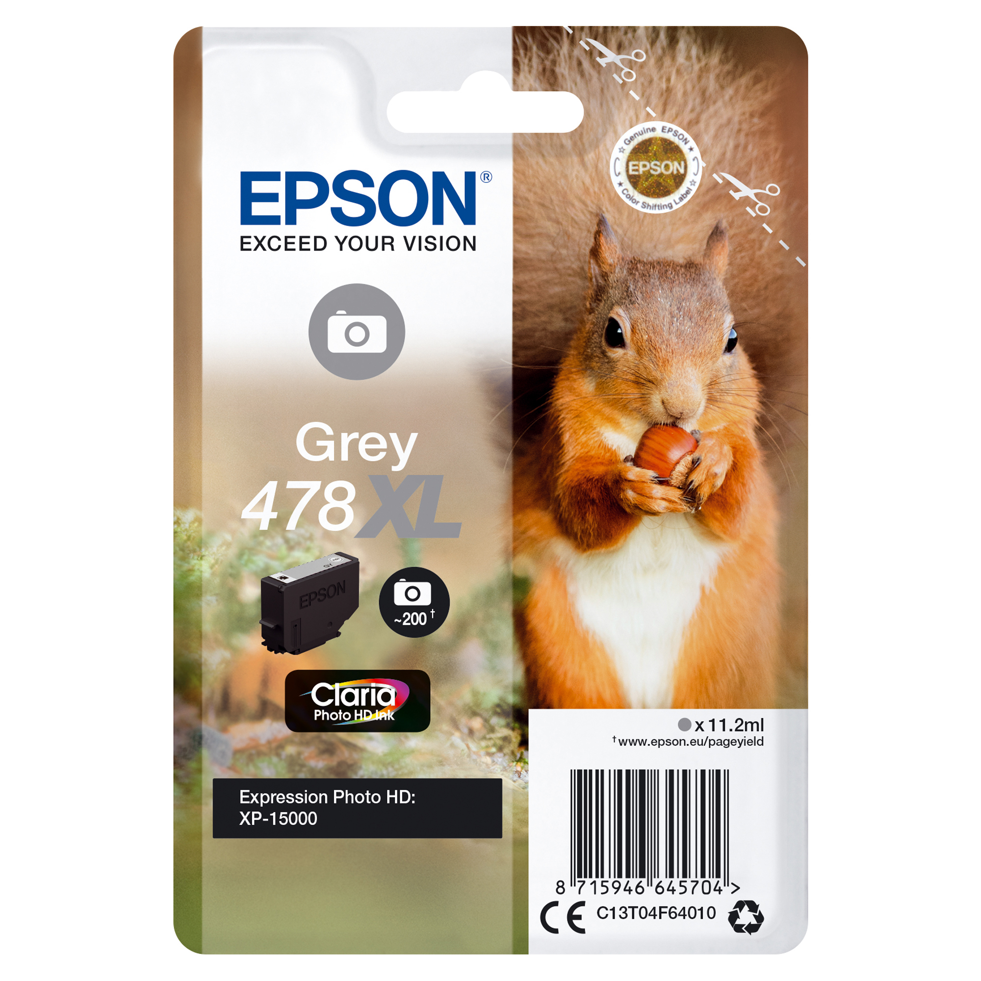 Epson 478XL - 11.2 ml - alta capienza - grigio - originale - cartuccia d'inchiostro - per Expression Home HD XP-15000