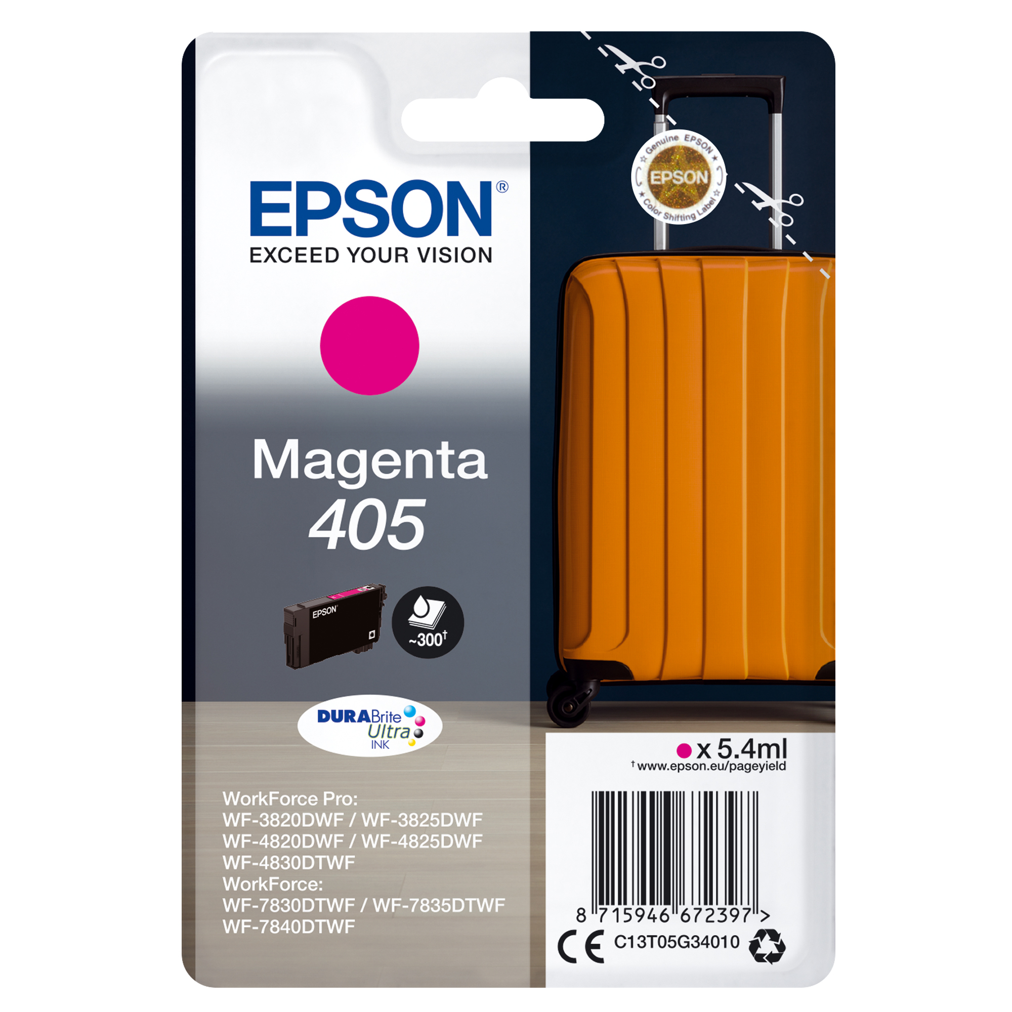 Epson 405 - 5.4 ml - magenta - originale - cartuccia d'inchiostro - per WorkForce WF-7310, 7830, 7835, 7840; WorkForce Pro WF-3820, 3825, 4820, 4825, 4830, 7840