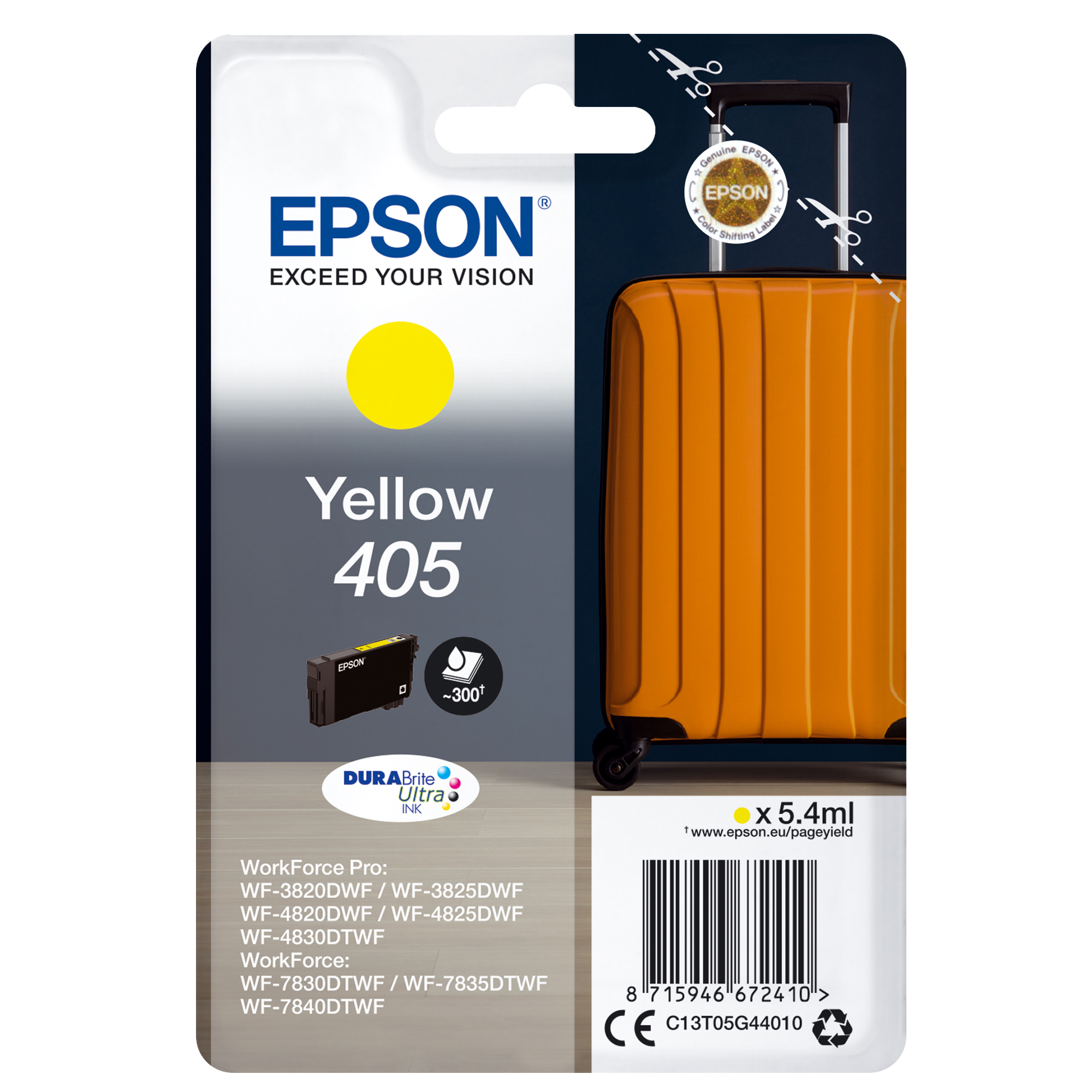 Epson 405 - 5.4 ml - giallo - originale - cartuccia d'inchiostro - per WorkForce WF-7310, 7830, 7835, 7840; WorkForce Pro WF-3820, 3825, 4820, 4825, 4830, 7840