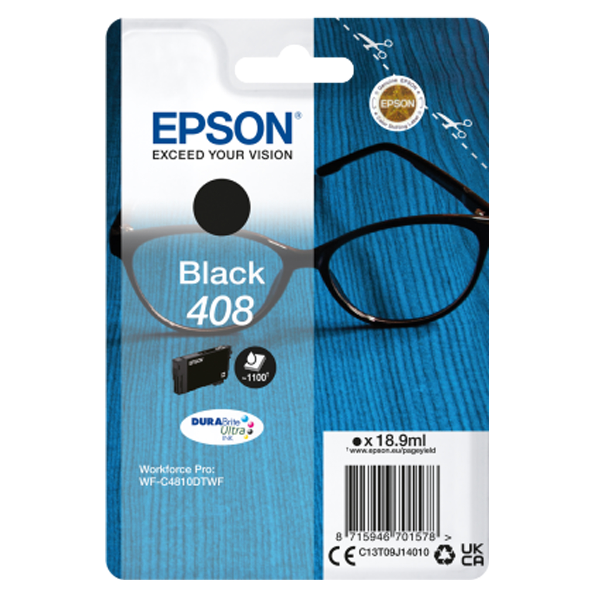 Epson 408 - 18.9 ml - nero - originale - blister - cartuccia d'inchiostro - per WorkForce Pro WF-C4810DTWF