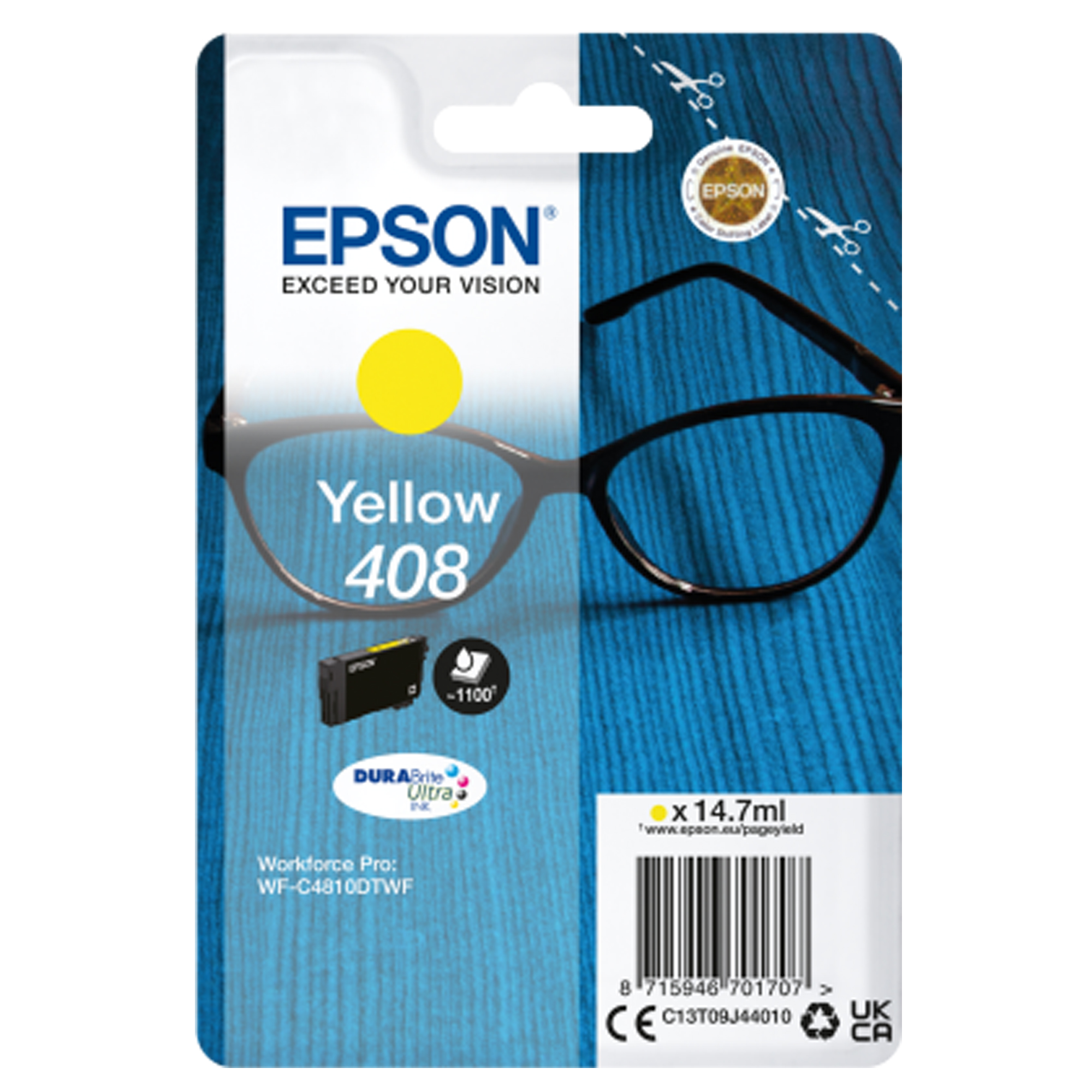 Epson 408 - 14.7 ml - alta capienza - giallo - originale - blister - cartuccia d'inchiostro - per WorkForce Pro WF-C4810DTWF