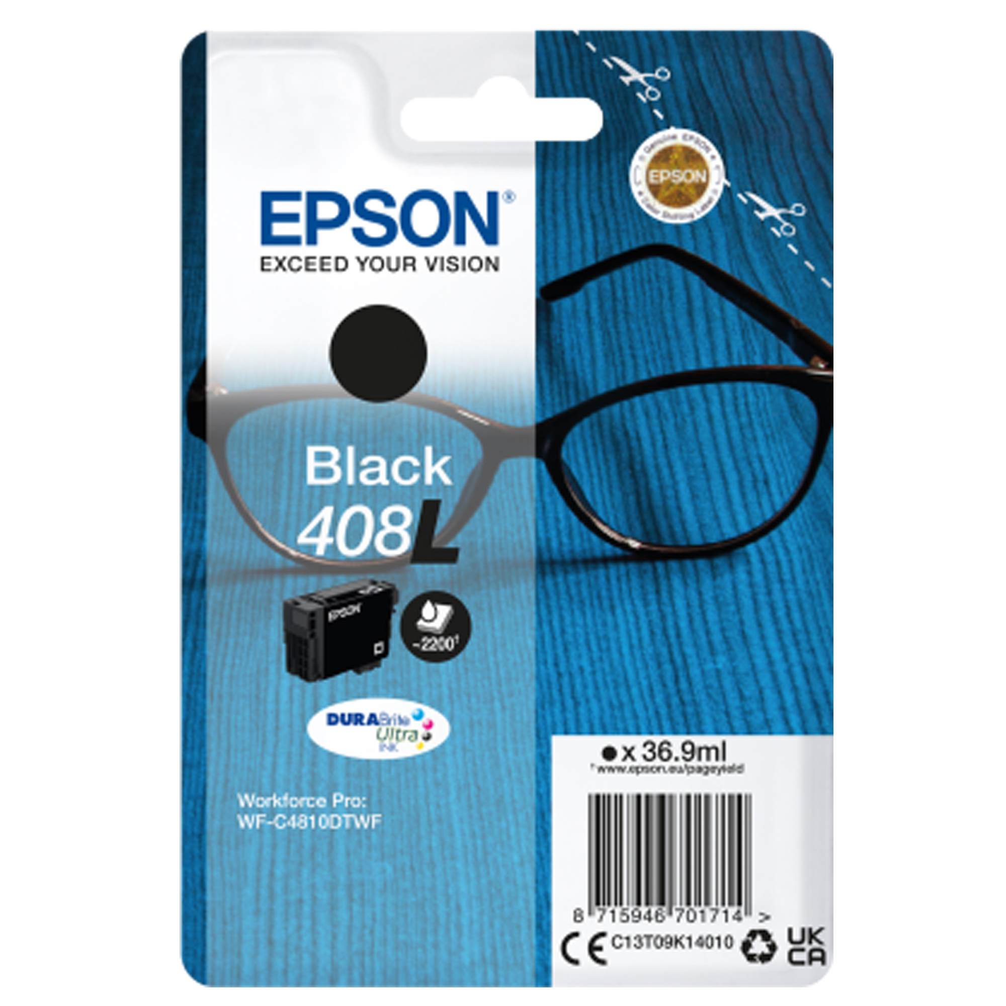 Epson 408XL - 36.9 ml - capacity extra-elevata - nero - originale - blister - cartuccia d'inchiostro - per WorkForce Pro WF-C4810DTWF
